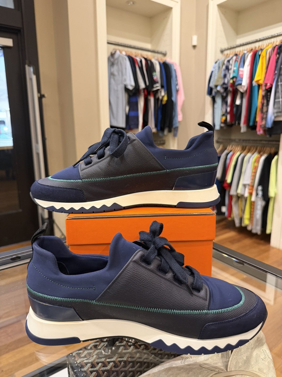 Hermes Hermes Stadium Sneakers -Navy Size US 10 / EU 43 - 3 Thumbnail