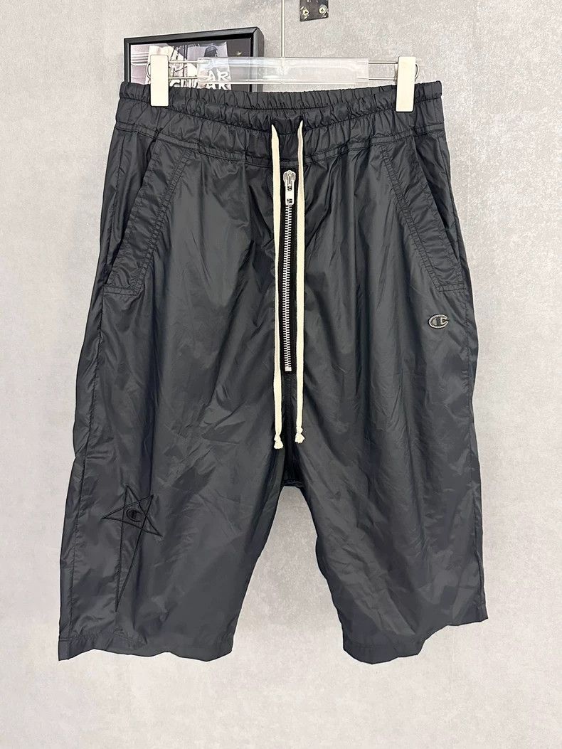 Rick Owens Champion Black Nylon Shorts