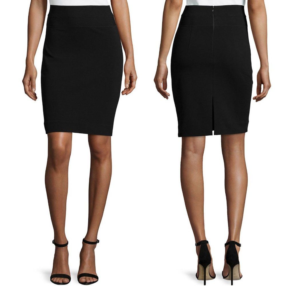 Diane von Furstenberg Elsa Woven Pencil Black Skirt Size 12