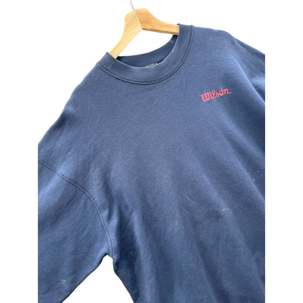 Vintage × Wilson 1990's Wilson Distressed Navy Logo Crewneck Size US XXL / EU 58 / 5 - 6 Thumbnail