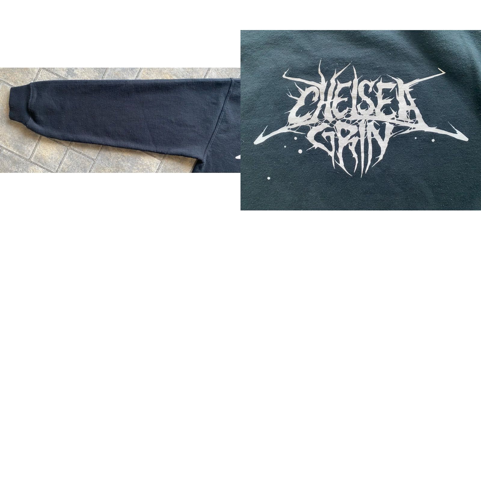 Gildan VINTAGE Chelsea Grin MENS SMALL Gildan Sweatshirt Double Sided Miley Cyrus Crew Neck Black & White B&W Face Tongue Men’s S Pullover Graphic Print Size US S / EU 44-46 / 1 - 10 Thumbnail