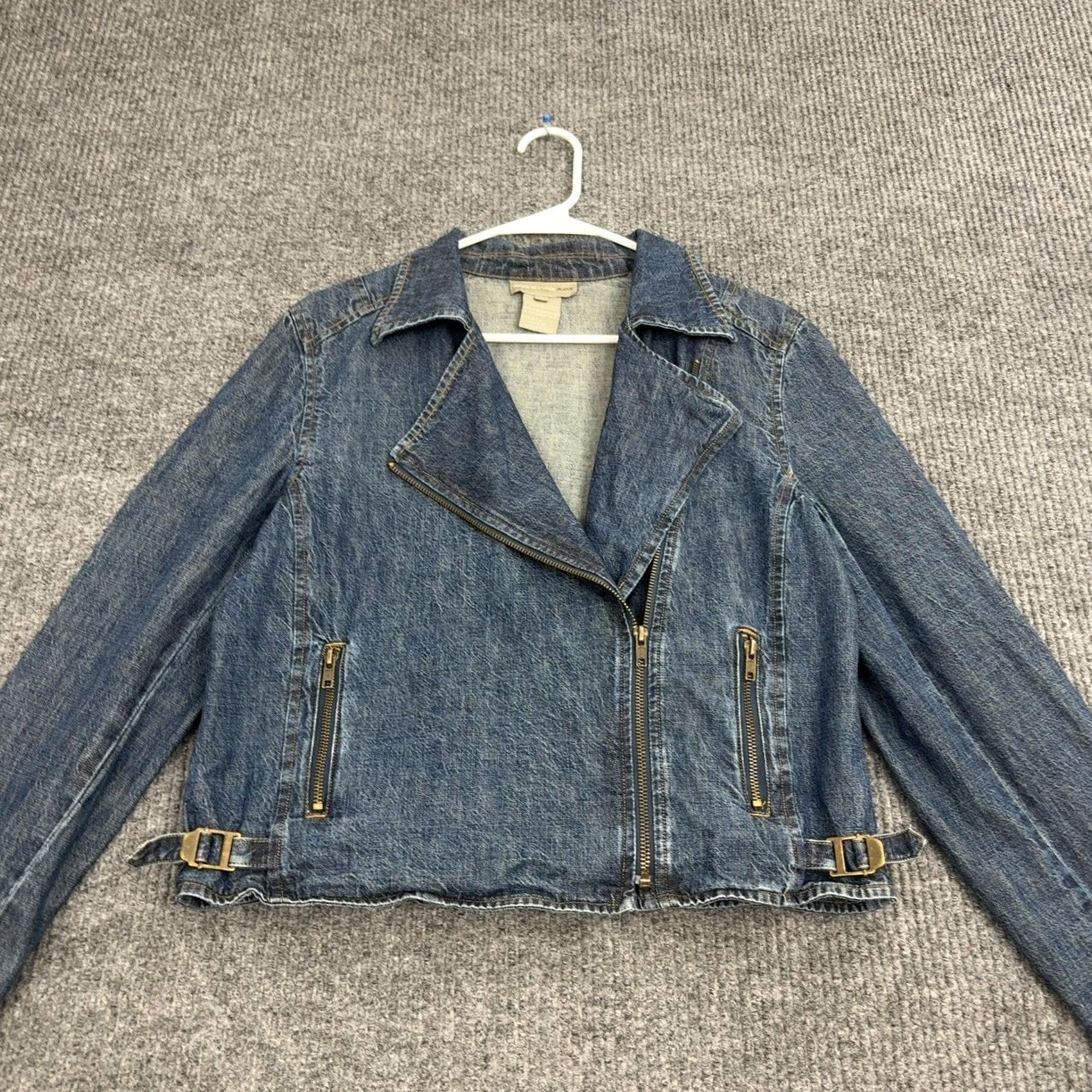 Jones New York Jones New York Jeans Jacket Womens 8 Blue Denim Asymmetrical Zip Moto Biker Size 30" / US 8 / IT 44 - 6 Thumbnail