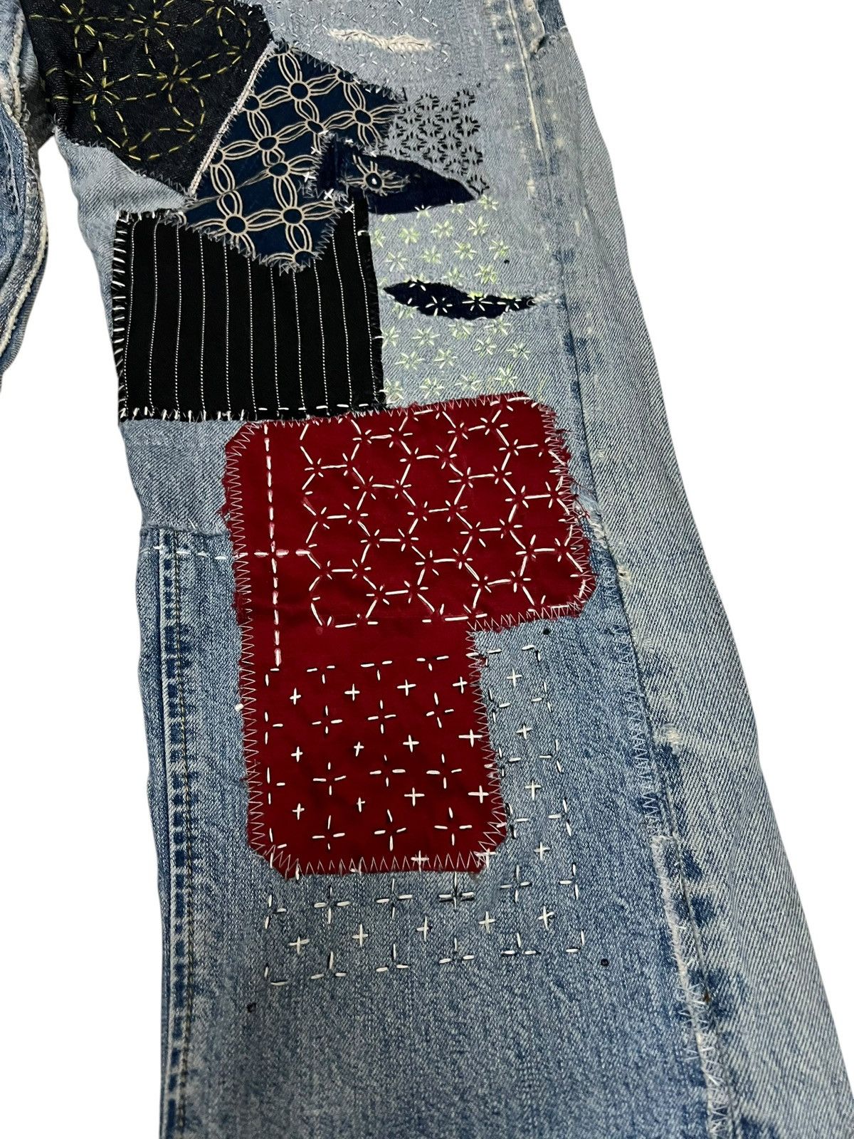Levi's Reconstruc💥Vintage 70’Levis 501 Rindem Selvedge Sashiko Boro Size US 32 / EU 48 - 5 Thumbnail