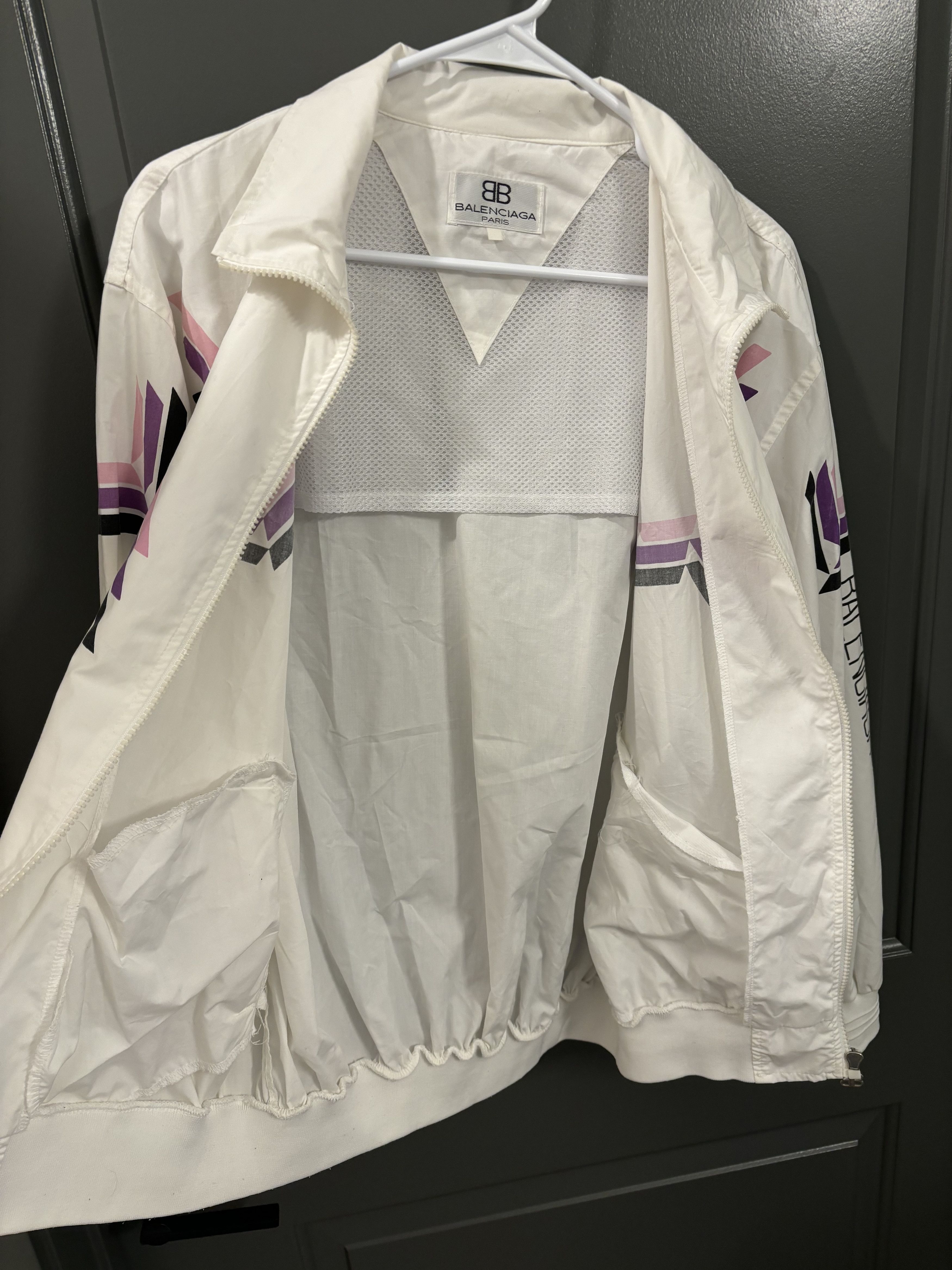Balenciaga 1980s Balenciaga White Track Jacket Size US M / EU 48-50 / 2 - 3 Thumbnail
