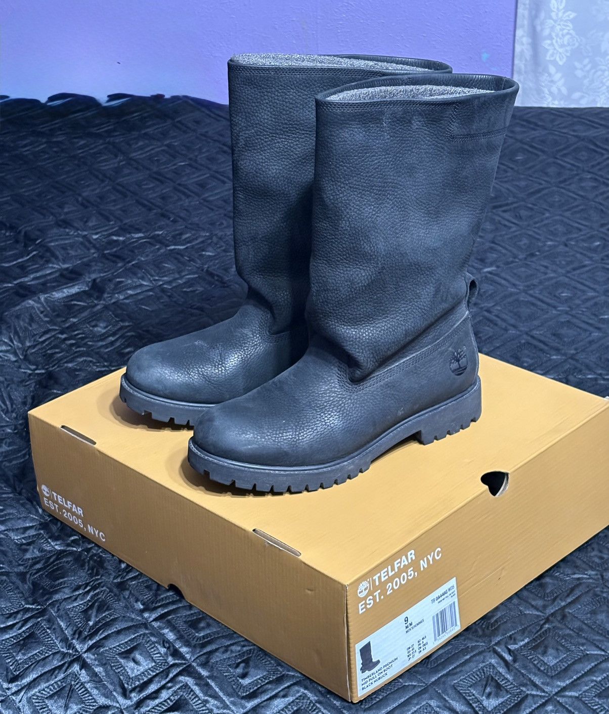 Telfar x timberland mid pull on boot black nubuck