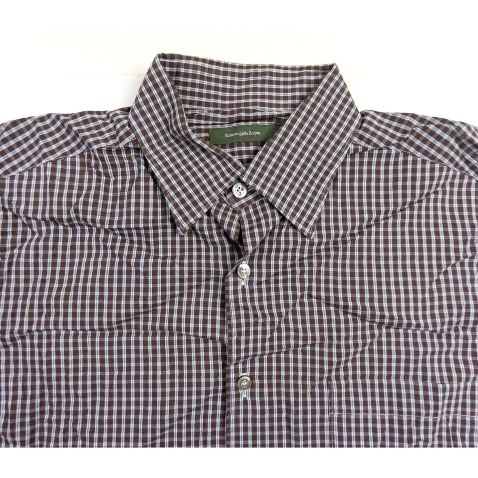 Ermenegildo Zegna Ermenegildo Zegna Shirt Mens Large Brown Button Up Long Sleeve Stretch FLAW* Size US L / EU 52-54 / 3 - 2 Thumbnail