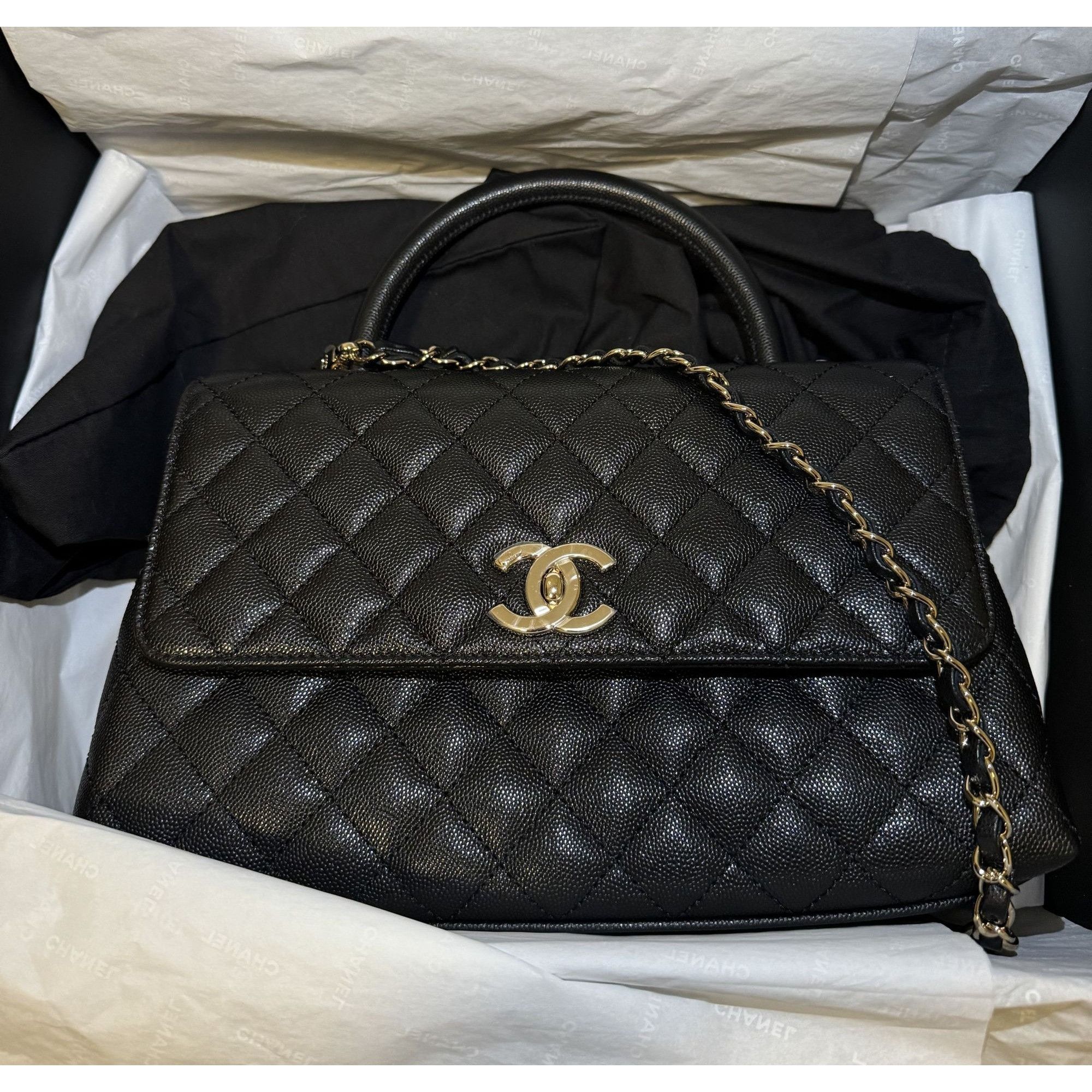 Chanel Chanel Large Flap Bag with Top Handle Grained Calfskin & Gol Size ONE SIZE - 3 Thumbnail
