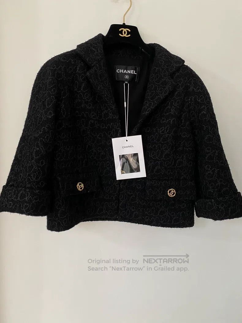 Chanel Chanel Black dark pattern logo thick tweed twill soft twee Size XXS / US 00 / IT 34 - 1 Thumbnail