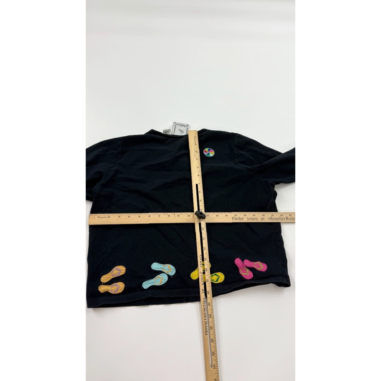 Simons Michael Simon Lite Sweater Womens M Black Crew Neck Button Front Beach Geometric Embroidered 100% Cotton Cardigan Casual Fall Winter Size M / US 6-8 / IT 42-44 - 6 Thumbnail