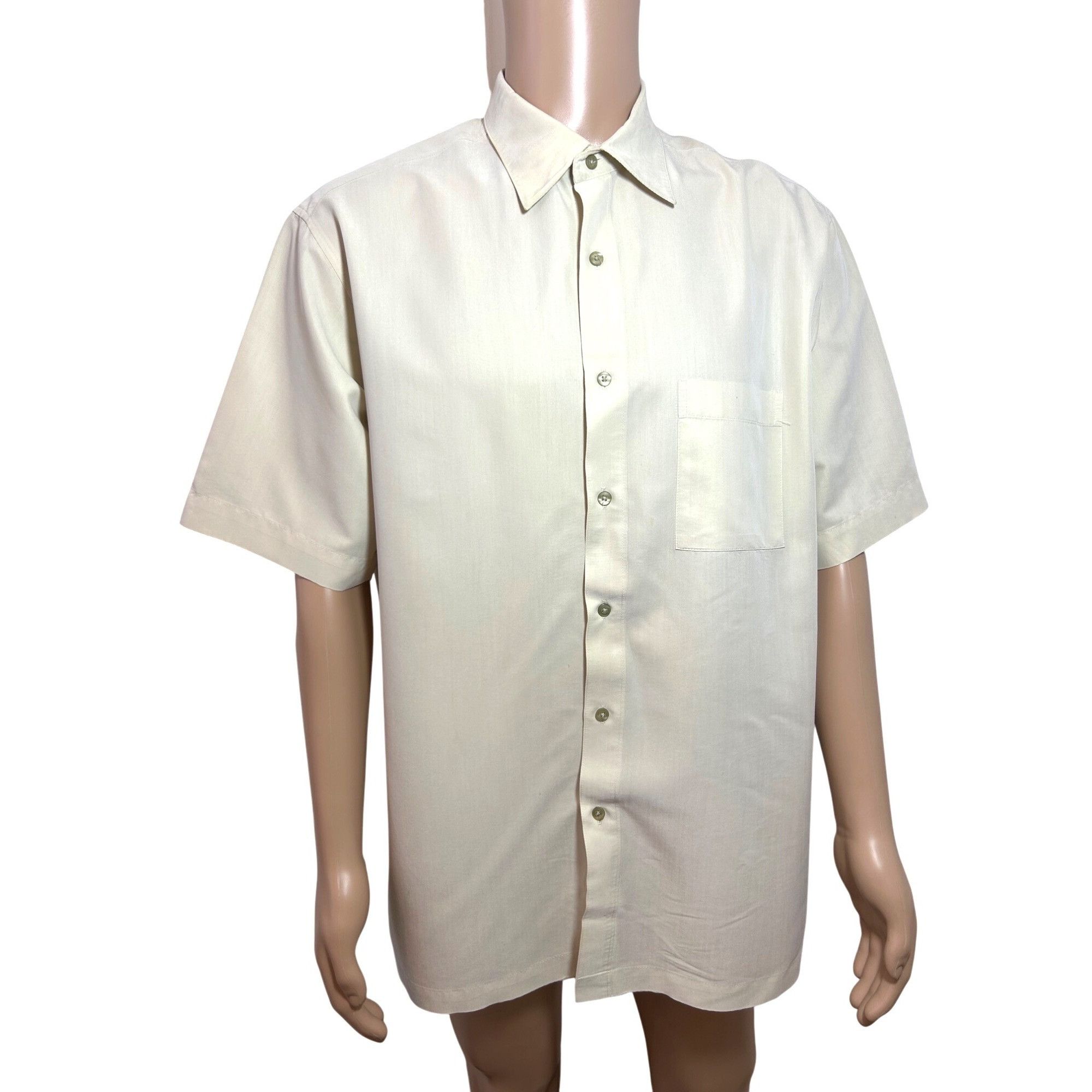 Alfani Alfani Men’s Button Up Shirt L Pale Yellow Short Sleeve Vtg Size US L / EU 52-54 / 3 - 1 Thumbnail