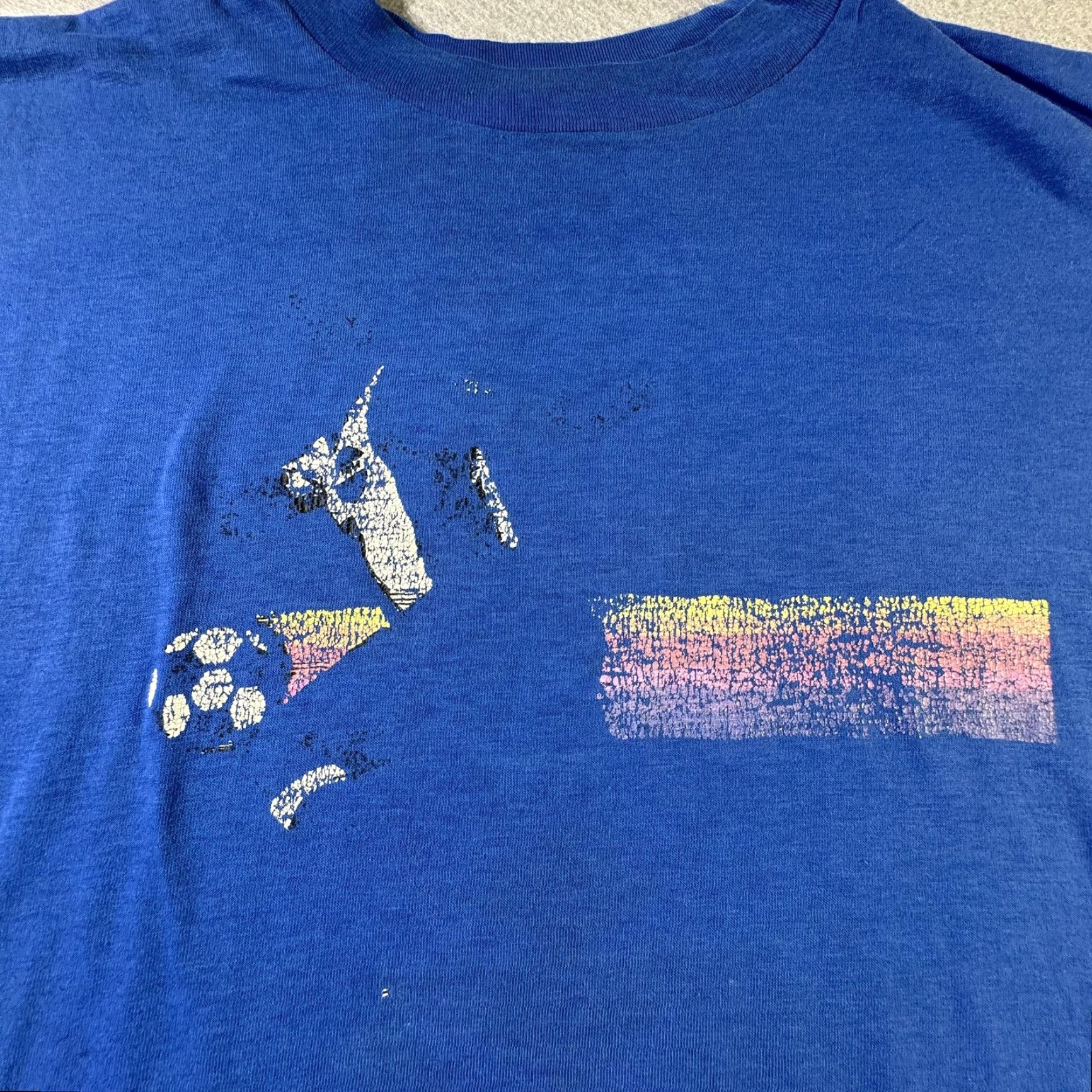 Vintage VINTAGE Soccer Shirt Mens XL Blue Distressed Graphic Tee 80s 90s Rare Size US XL / EU 56 / 4 - 2 Thumbnail