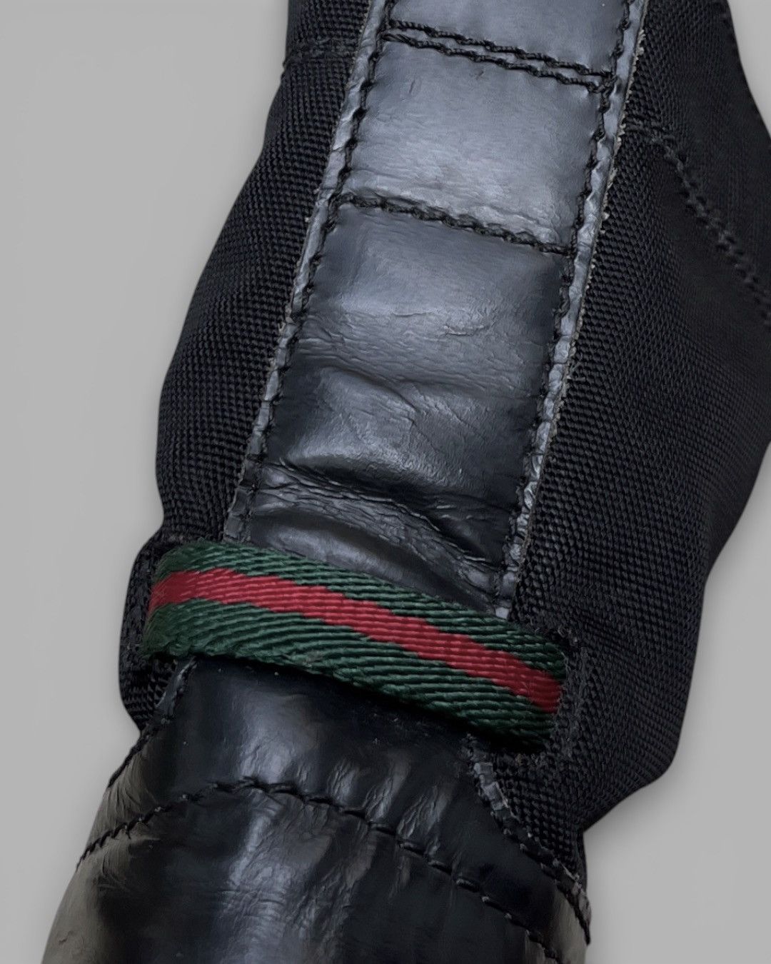 Gucci 🔥Rare VTG GUCCI Army Motorcycle Leather / Nylon Shoes Size US 10.5 / EU 43-44 - 12 Thumbnail