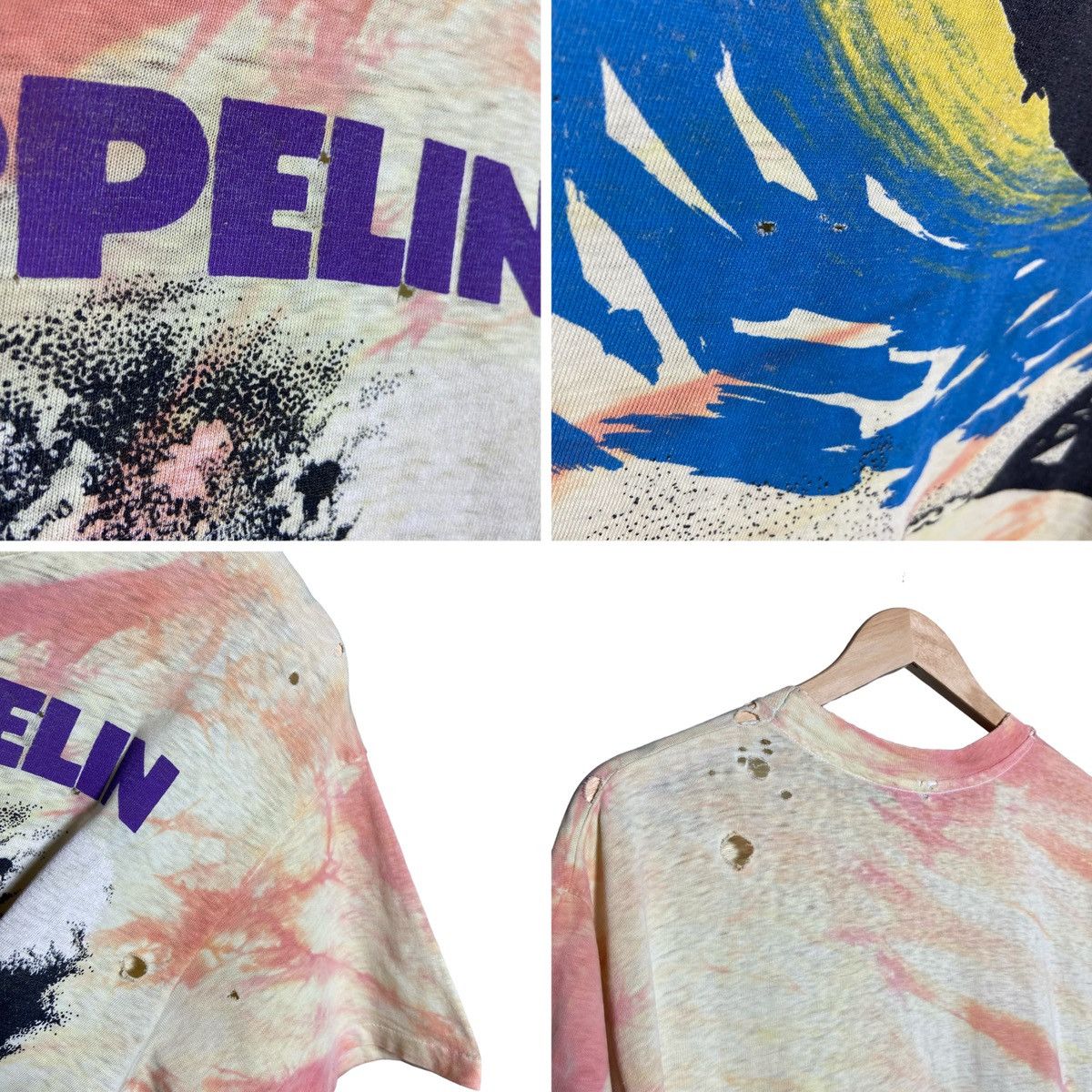Band Tees Vintage 90s Led Zeppelin Band Tee / Distressed T-Shirt Size US L / EU 52-54 / 3 - 9 Thumbnail