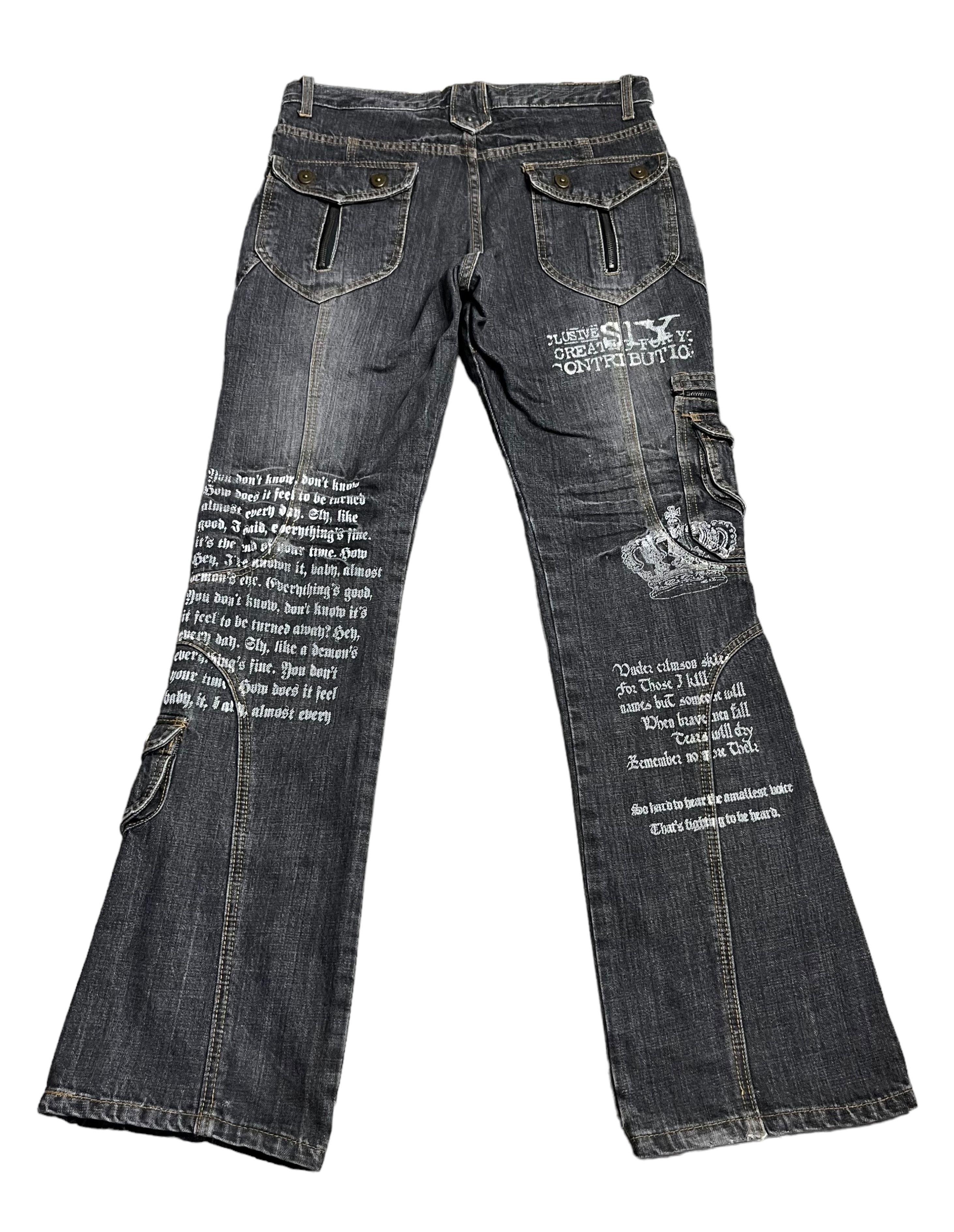 Japanese Brand × Seditionaries LAST CALL🔥EVOLUTION Punk Poems Multipocket Flare Denim Size US 31 - 2 Thumbnail