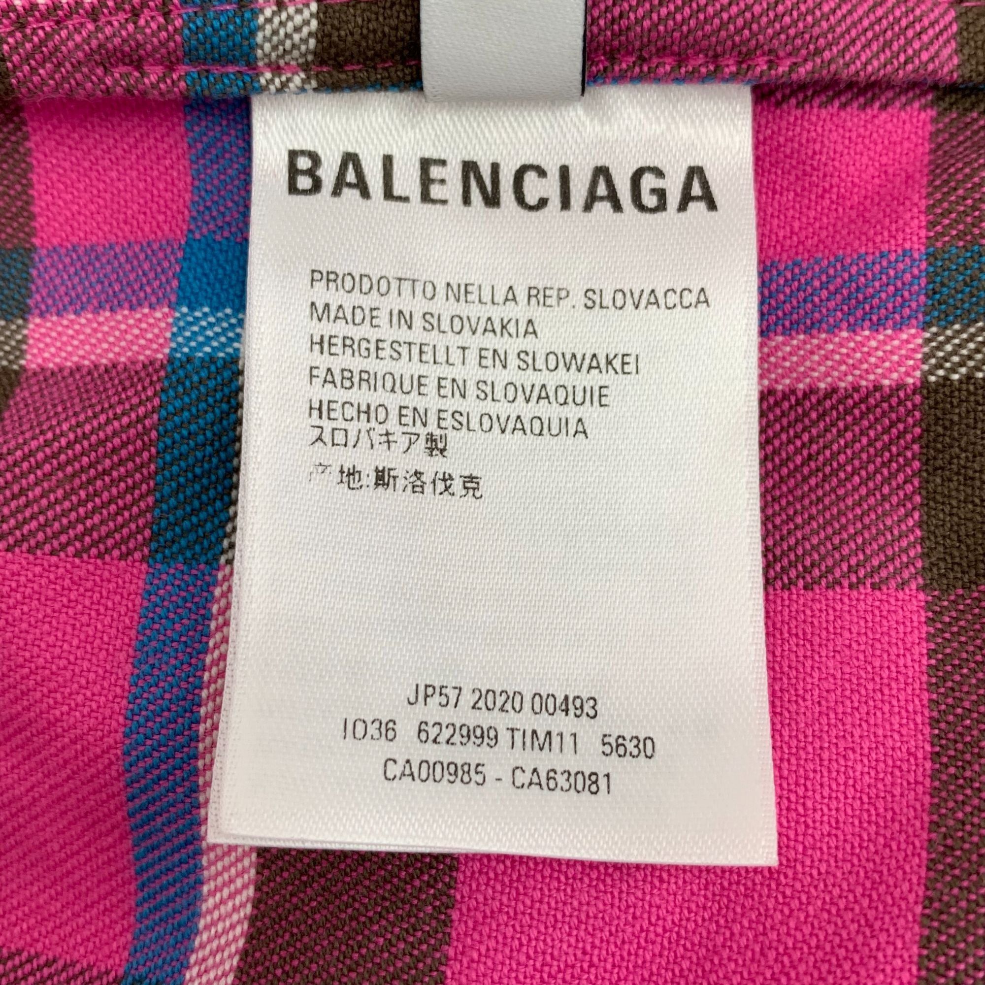 Balenciaga Balenciaga Pink Plaid Cotton Zip-Up Jacket With Elastic Hem Size XXS / US 00 / IT 34 - 4 Thumbnail