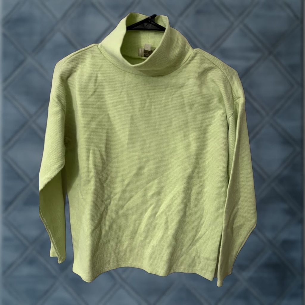 Loft LOFT Sweater Womens Waffle-Knit Turtleneck Green Size PM Petite Knit Pullover Casual Fall Winter Size M / US 6-8 / IT 42-44 - 1 Thumbnail