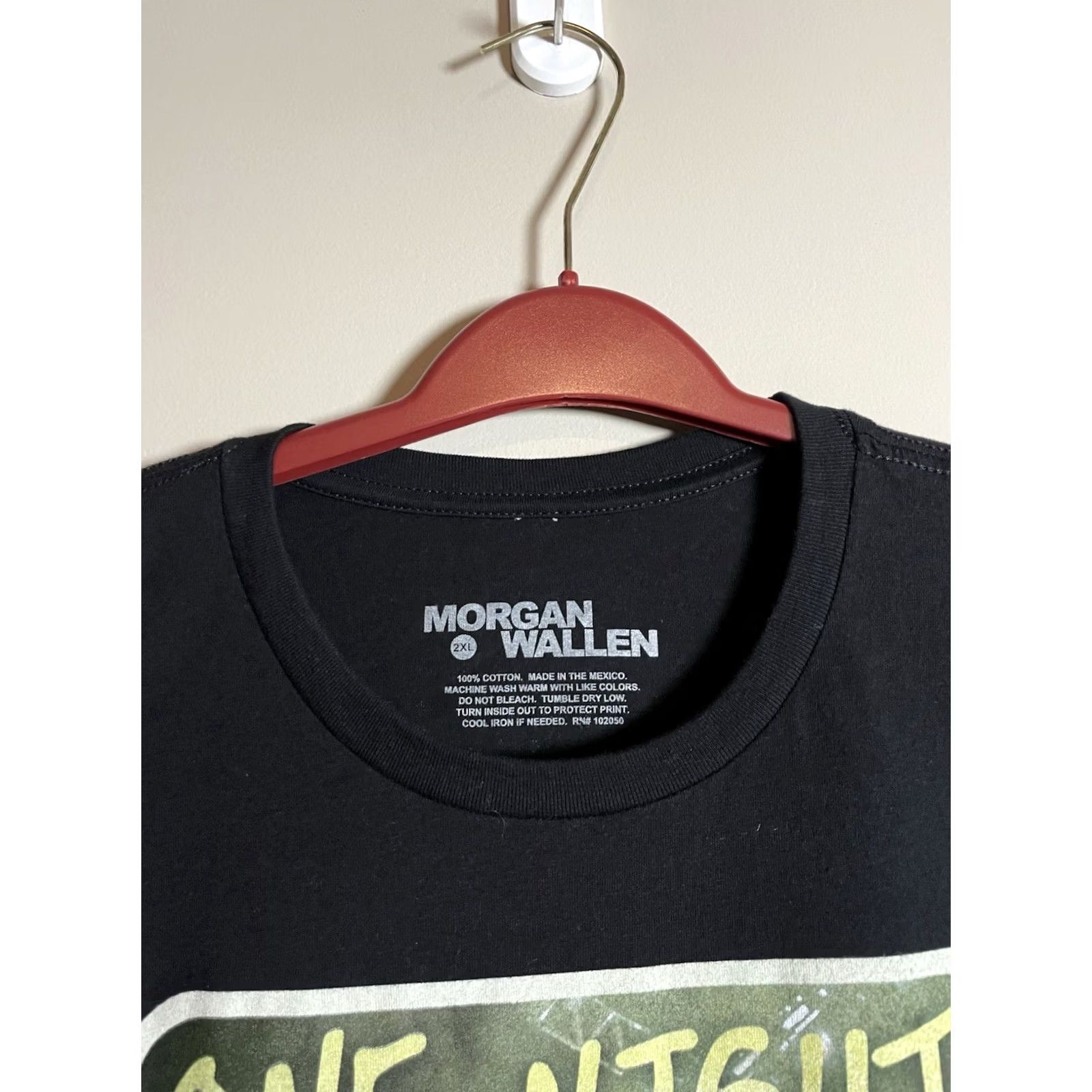 Vintage Morgan Wallen One Night At A Time World Tour T Shirt Black 2XL Mens Crew Neck Short Sleeve Logo Cotton Vintage: No Size US XXL / EU 58 / 5 - 3 Thumbnail