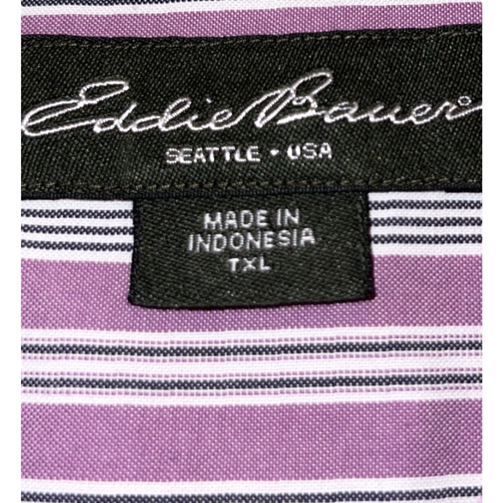 Eddie Bauer VINTAGE? No. (Ignore) Eddie Bauer Shirt Tall XL Button-Up Lavender White Striped Long Sleeve Collared Button-Down Wrinkle Resistant Men Big & Tall Size US XL / EU 56 / 4 - 5 Thumbnail