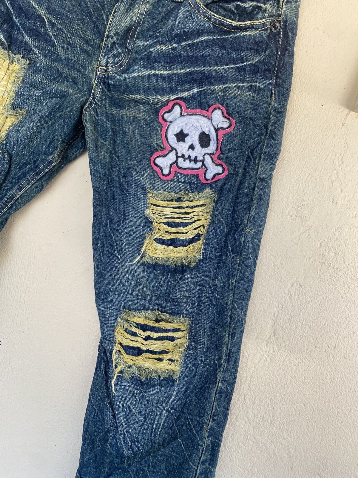 Japanese Brand COLZA 2000s Patchwork Distressed Denim Size 30" / US 8 / IT 44 - 7 Thumbnail