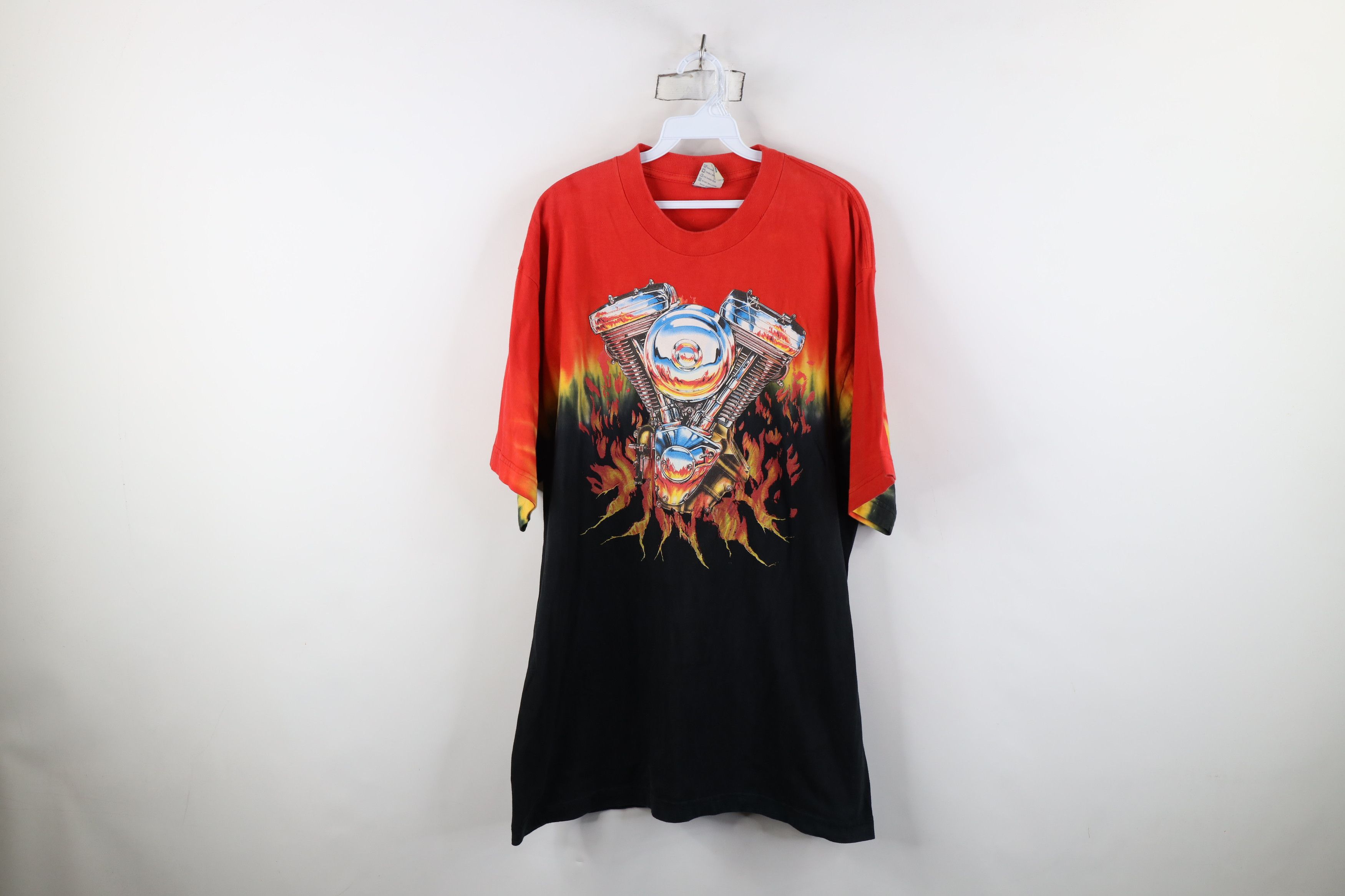 Vintage Vintage 90s Streetwear Fire Flames Engine Car Racing T-Shirt Size US XXL / EU 58 / 5 - 1 Thumbnail