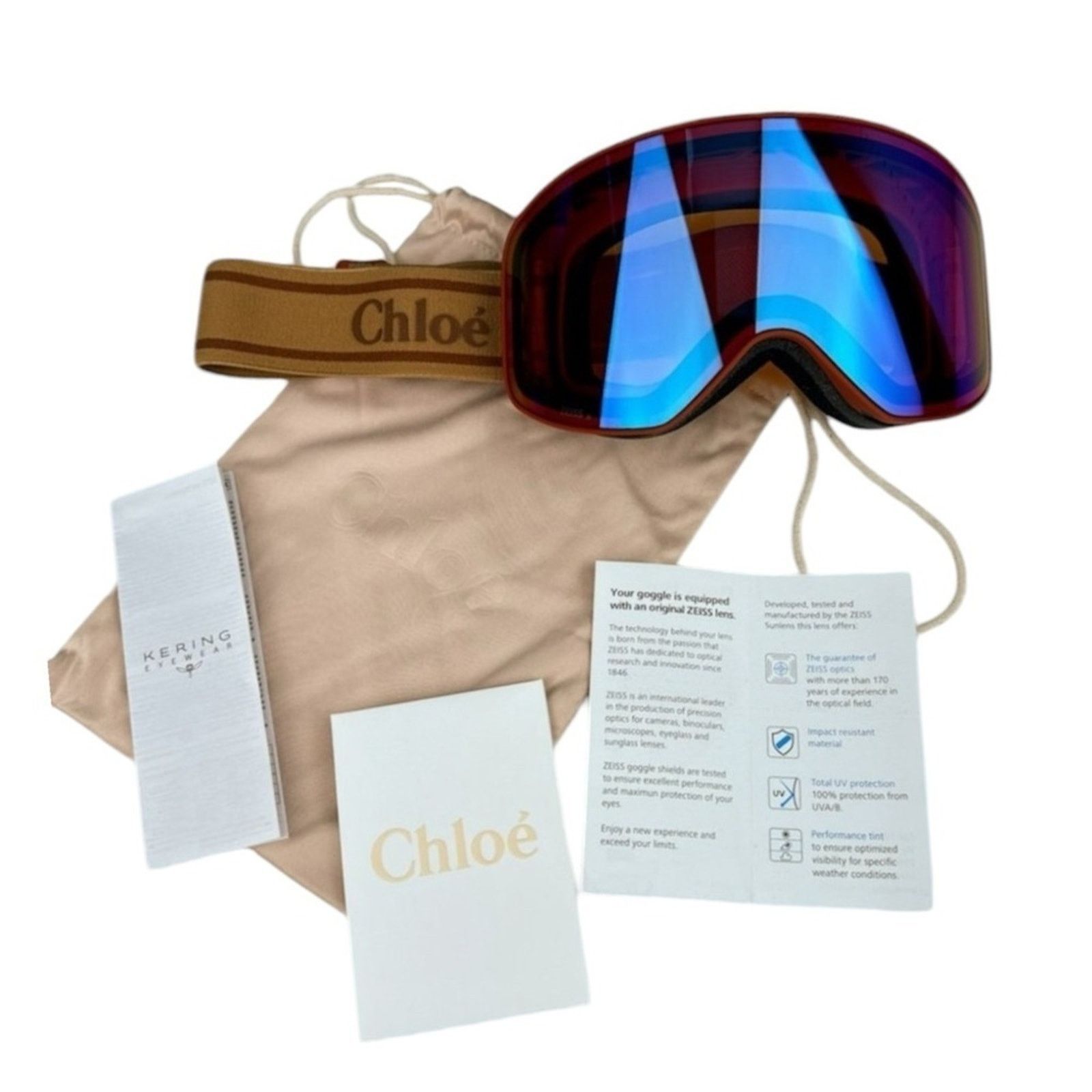 Chloe New! CHLOE Ski Mask CH0072S 003, Matte Rust/Orange Blue Size ONE SIZE - 7 Thumbnail