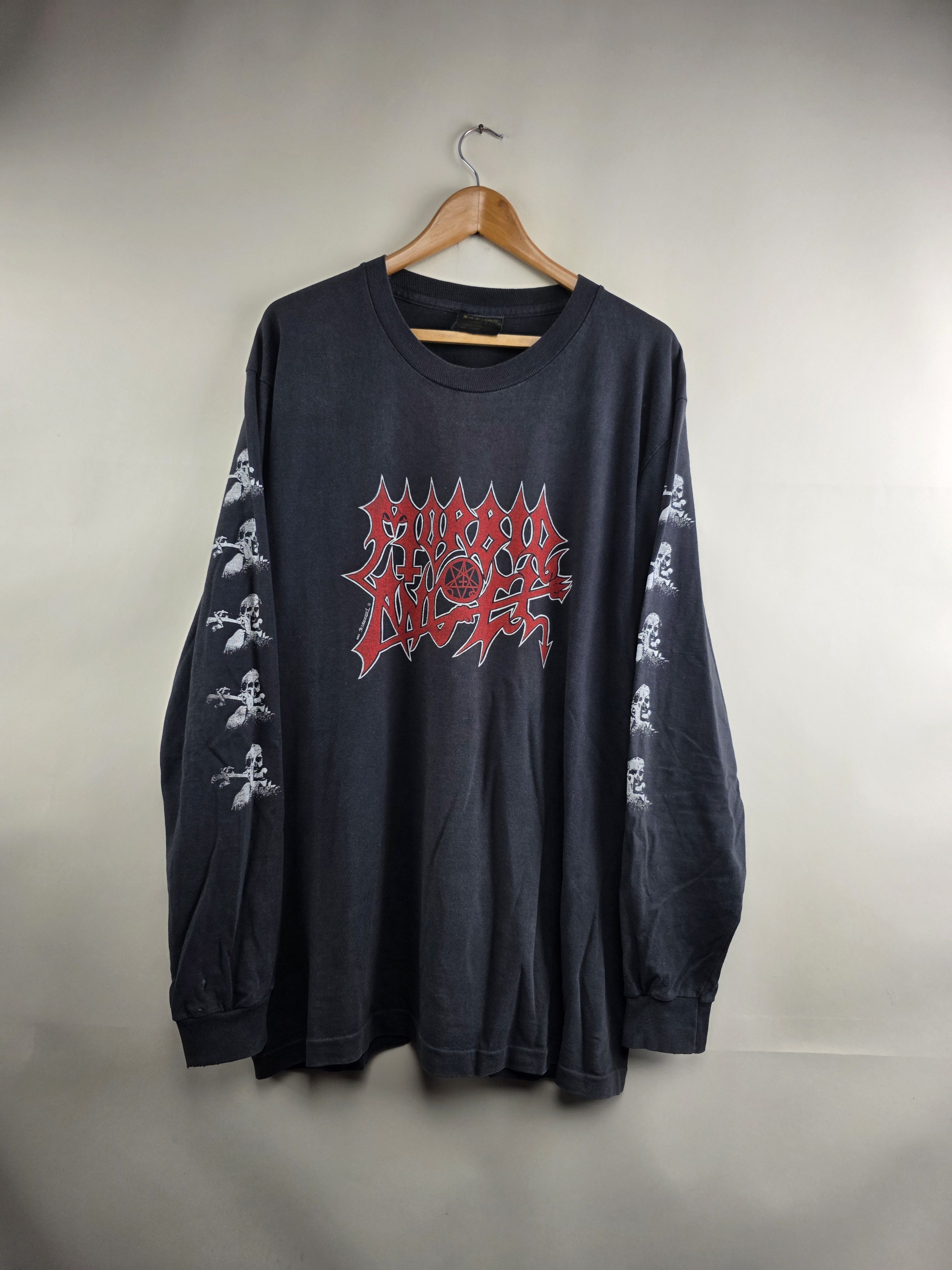Band Tees × Vintage 1990 Earache Morbid Angel Altars of Madness Long-sleeve Size US XL / EU 56 / 4 - 1 Thumbnail