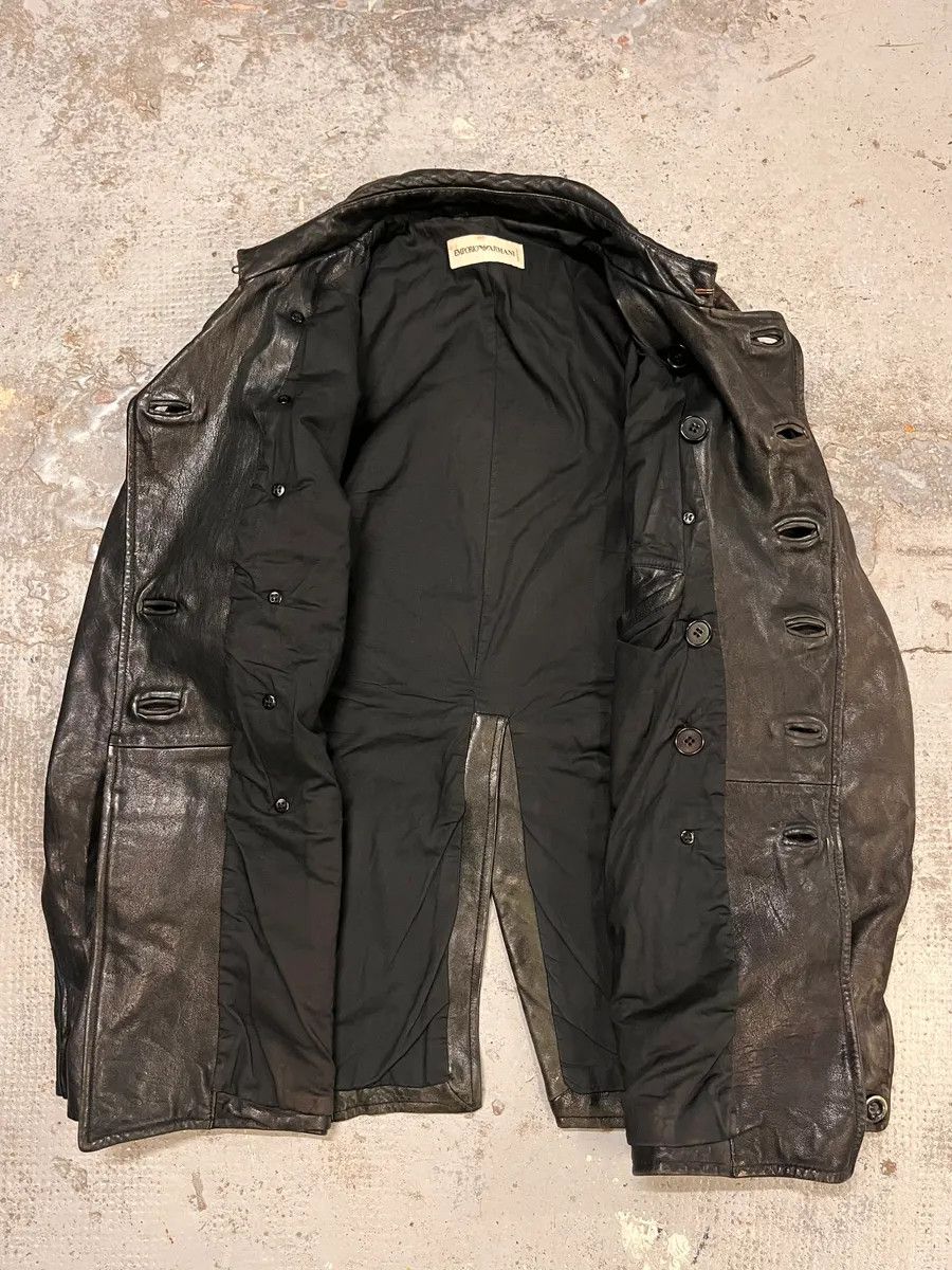 Emporio Armani AW2006 Emporio Armani Officer Buttoned Black Leather Peacoat Jacket Size US L / EU 52-54 / 3 - 8 Thumbnail