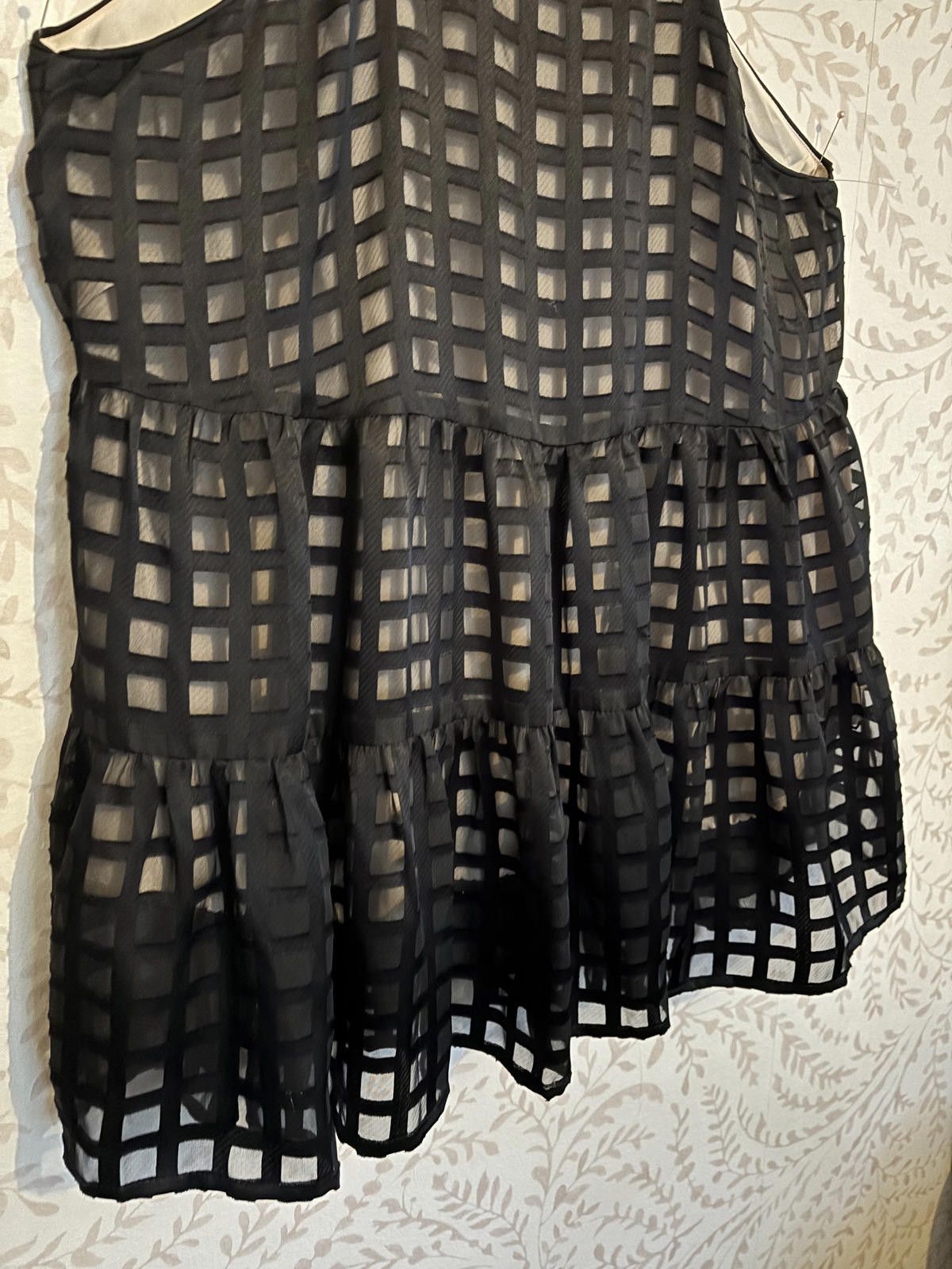 Other Anthropologie Black Sheer Checkered Sleeveless Tank Top Size M / US 6-8 / IT 42-44 - 4 Thumbnail