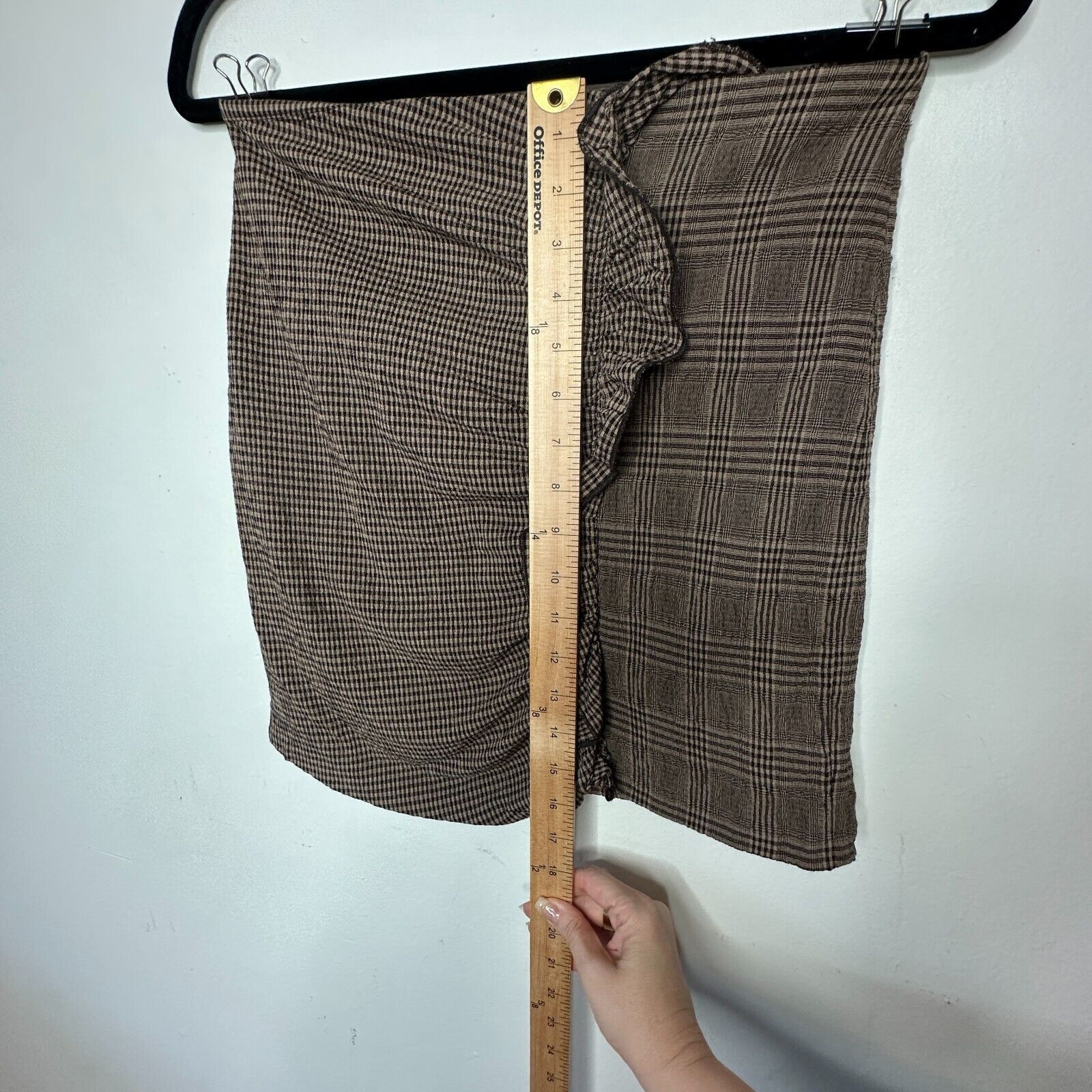 Mango Mango Brown Plaid Mix Side Ruffle ALine Back Zip Skirt Med Size 30" / US 8 / IT 44 - 9 Thumbnail