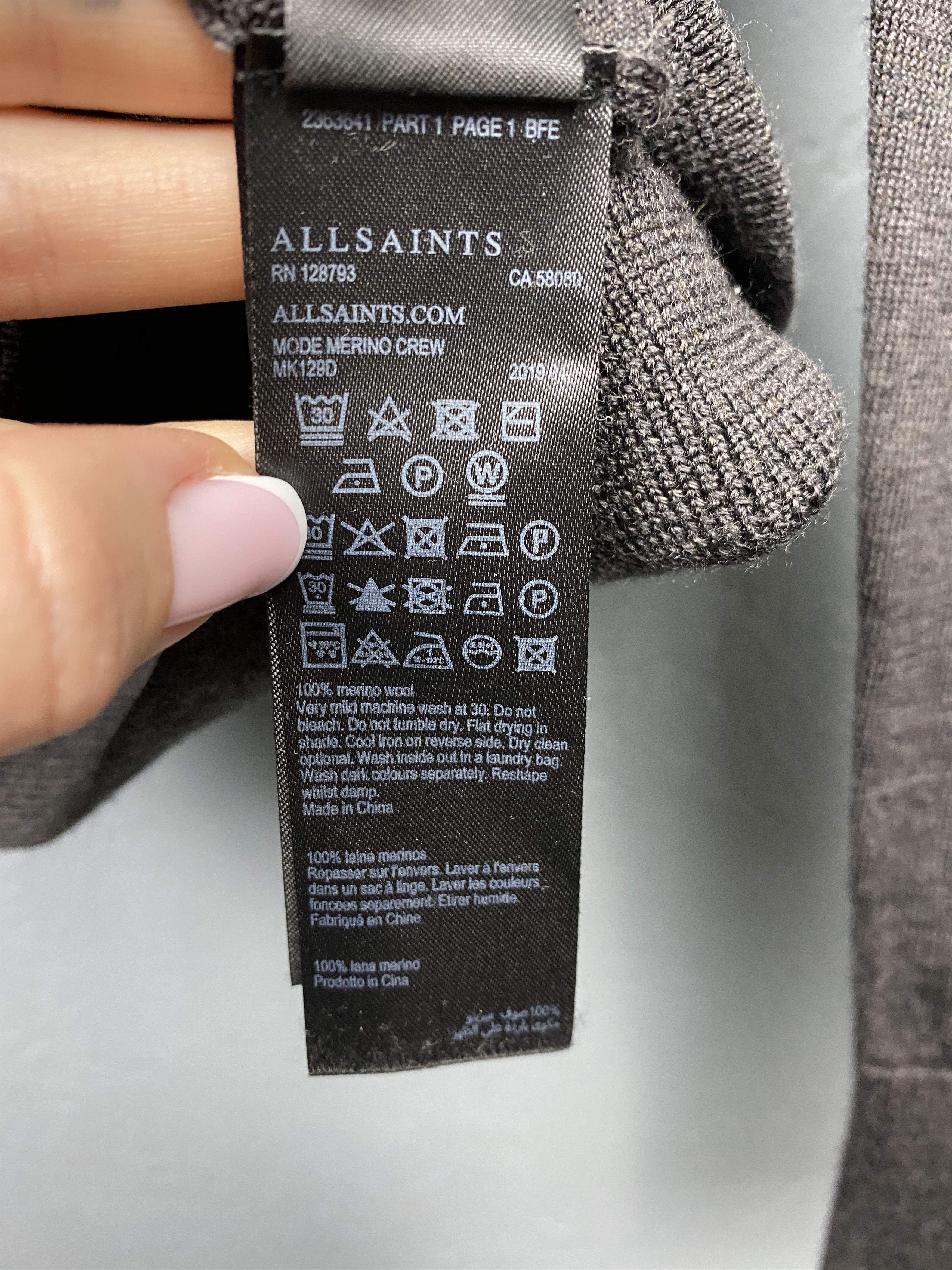 Allsaints × Vintage AllSaints Mens Mode Merino Crew Neck Wool Knit Sweater Size US S / EU 44-46 / 1 - 5 Thumbnail