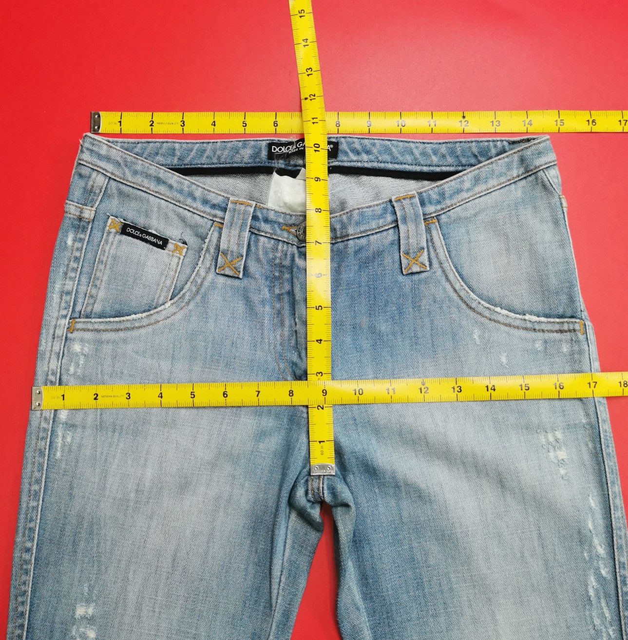 Dolce & Gabbana 00s Vintage Bootcut Dolce & Gabbana Distressed Jeans Size 29" - 10 Thumbnail
