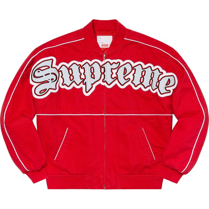 Supreme Supreme Twill Old English Varsity Jacket Red Large | Grailed