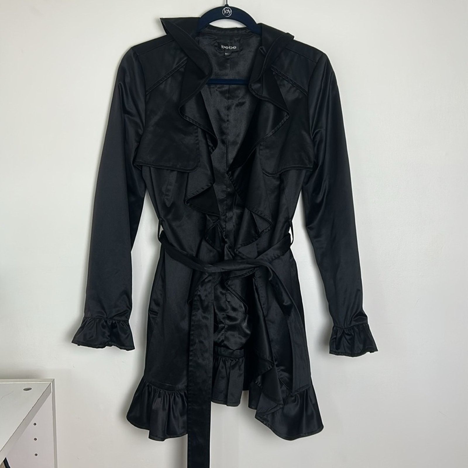Bebe Vintage Bebe Y2K Satin Ruffle Coat Size S / US 4 / IT 40 - 1 Thumbnail