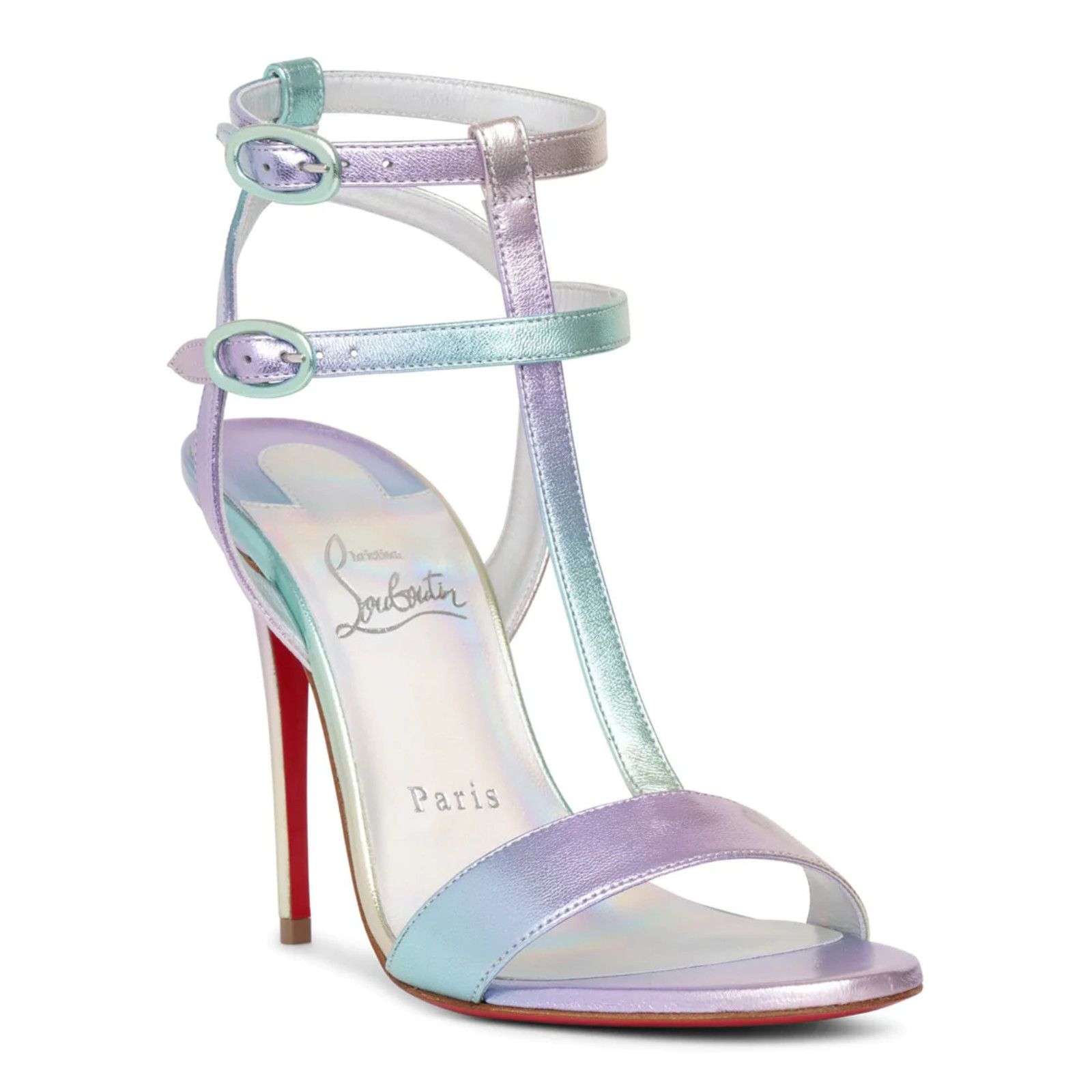 Christian Louboutin Mara 100 Multicolor Purple Sandal Ankle Strap Heel Pump 37 Size US 7 / IT 37 - 3 Thumbnail