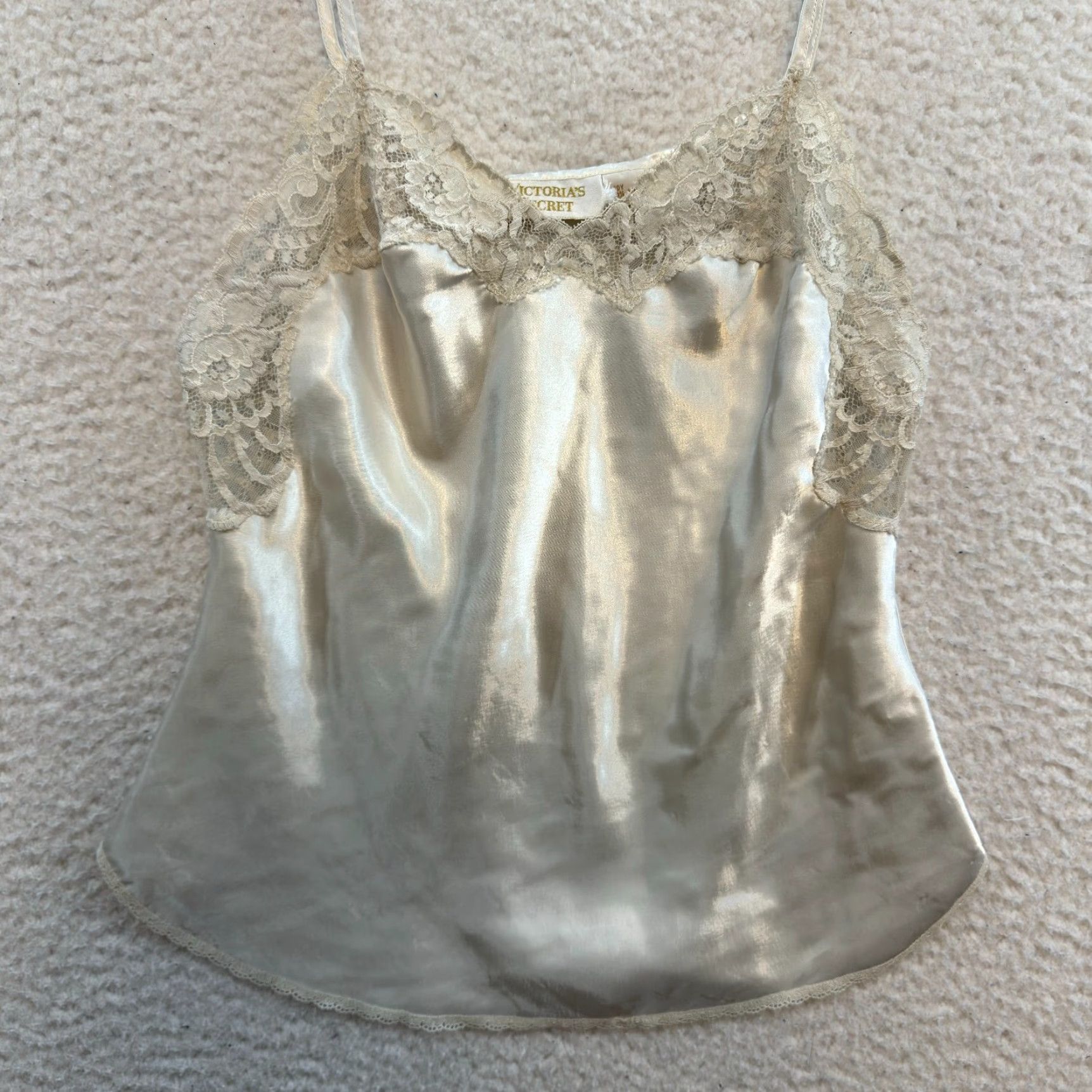 Victoria's Secret VINTAGE Victoria's Secret Camisole Top M Ivory Satin Gold Label 80s Slip Women Size M / US 6-8 / IT 42-44 - 3 Thumbnail