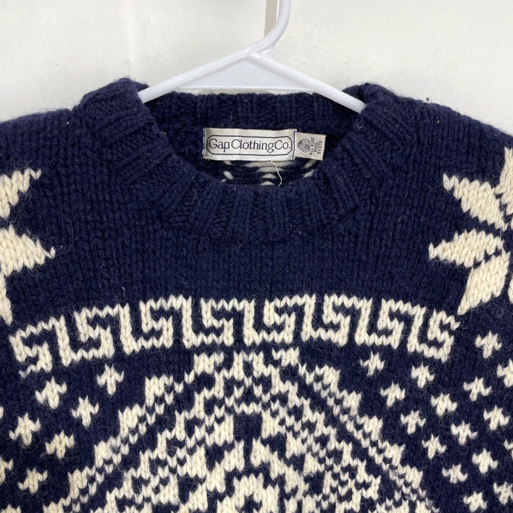 Gap VINTAGE Gap Clothing Co Sweater Wool Blue & White Fair Isle Ski Pullover Women M Crew Neck Geometric Christmas Retro 80s Ski Girls Ladies Size M / US 6-8 / IT 42-44 - 3 Thumbnail