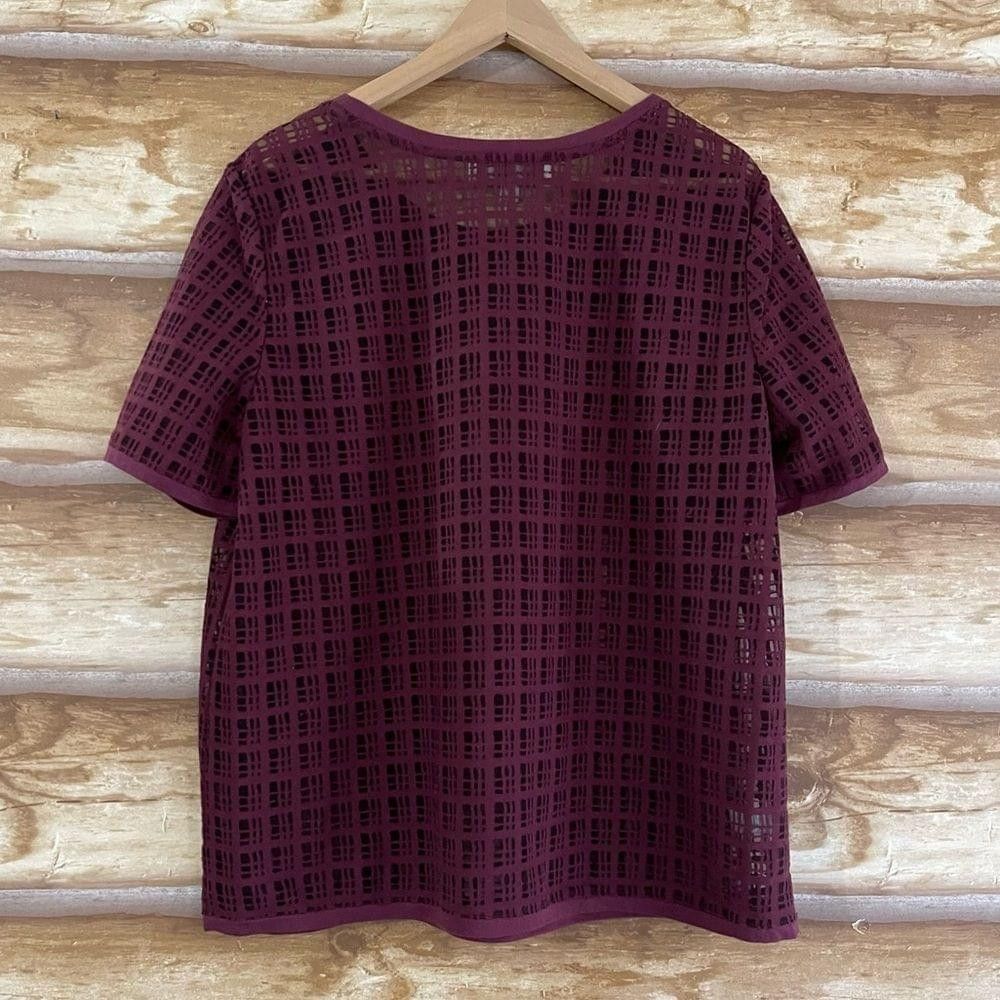 Loft LOFT semi sheer windowpane pattern crew neck tee size XL Size XL / US 12-14 / IT 48-50 - 9 Thumbnail