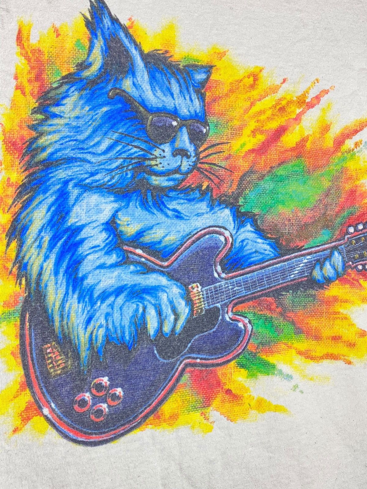 Band Tees 1995 Blues Music Festival Guitar Cat T-Shirt Size US XL / EU 56 / 4 - 4 Thumbnail