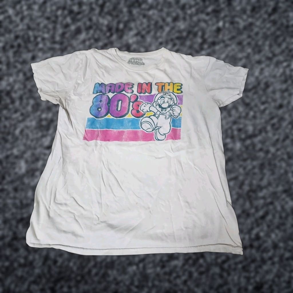 Nintendo Mens L Made in The 80s Super Mario Bros T Shirt Official Nintendo Distressed Shirt Mens Size US L / EU 52-54 / 3 - 1 Thumbnail