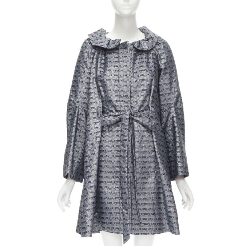 Marc Jacobs MARC JACOBS metallic blue floral jacquard belted front flared opera coat XS Size XS / US 0-2 / IT 36-38 - 1 Thumbnail