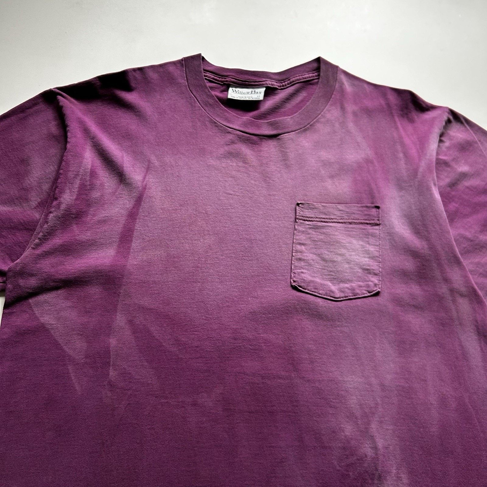 Vintage Vintage 90s Sun Faded Purple Blank Pocket T Shirt Large Rare Size US XL / EU 56 / 4 - 2 Thumbnail