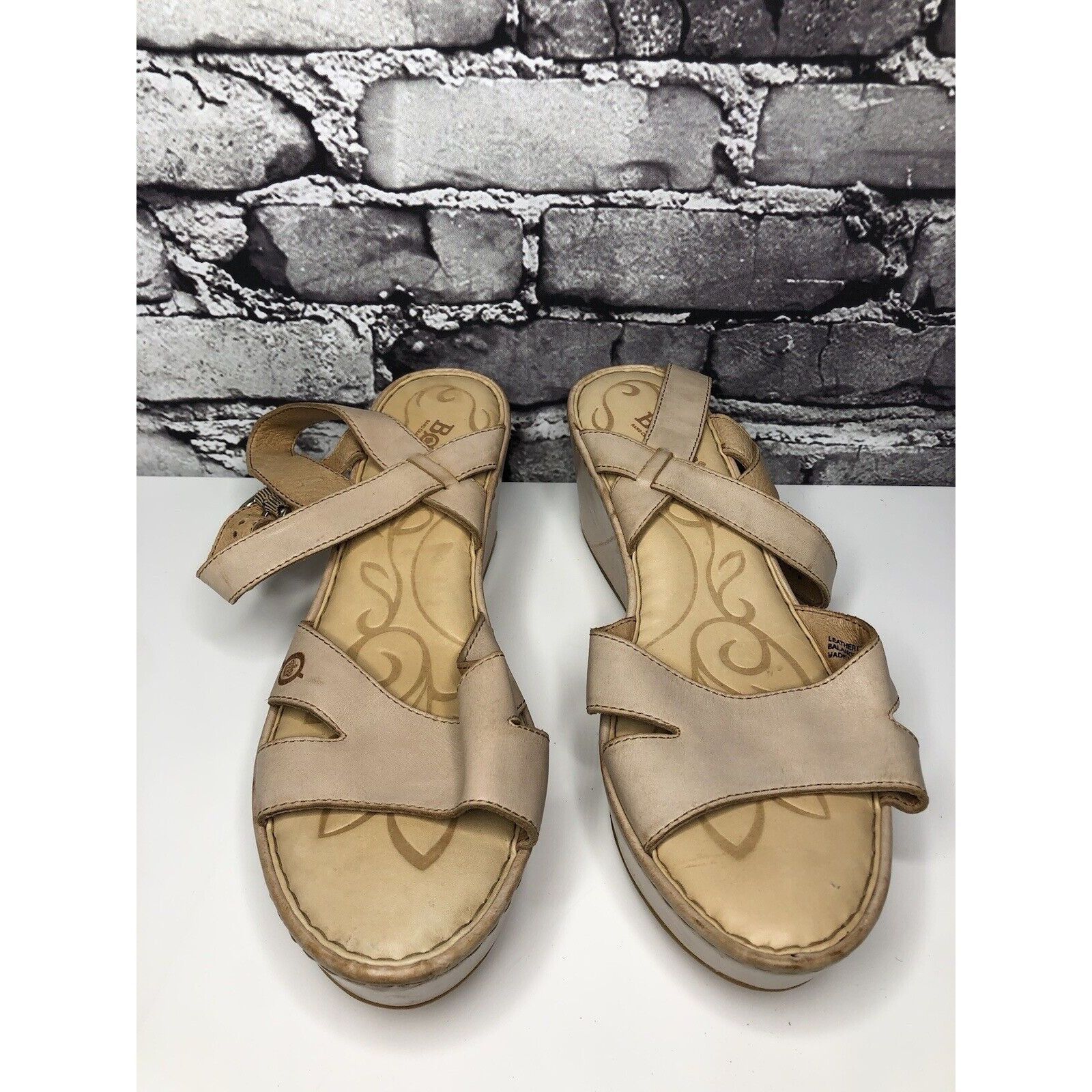 Born Born Light Pink Leather Platform High Wedge Strap Sandals Wo Size US 11 / IT 41 - 10 Thumbnail
