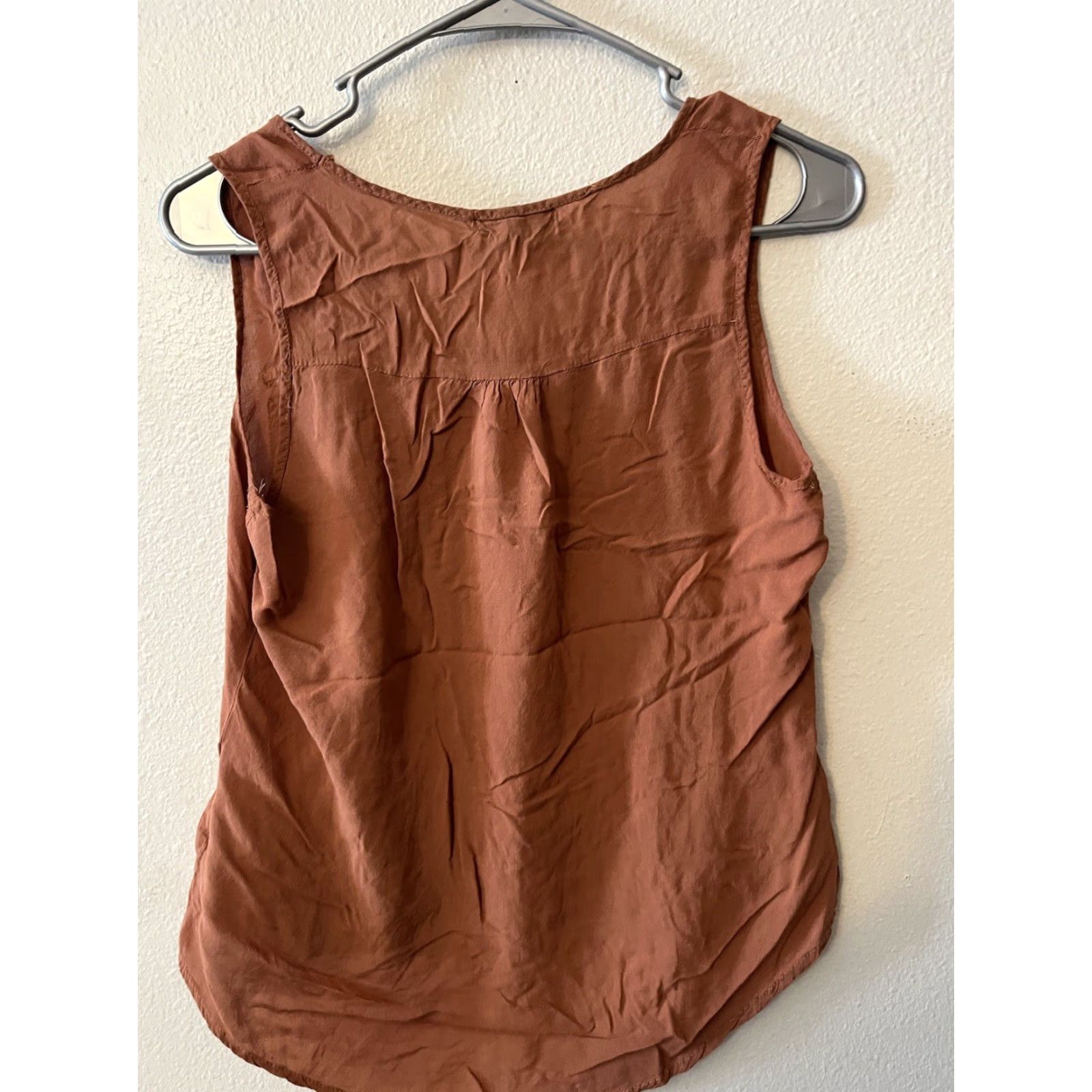 Vintage MINE Sleeveless Rayon Boho Top Brown Round Neck Casual Resort Large Size L / US 10 / IT 46 - 3 Thumbnail