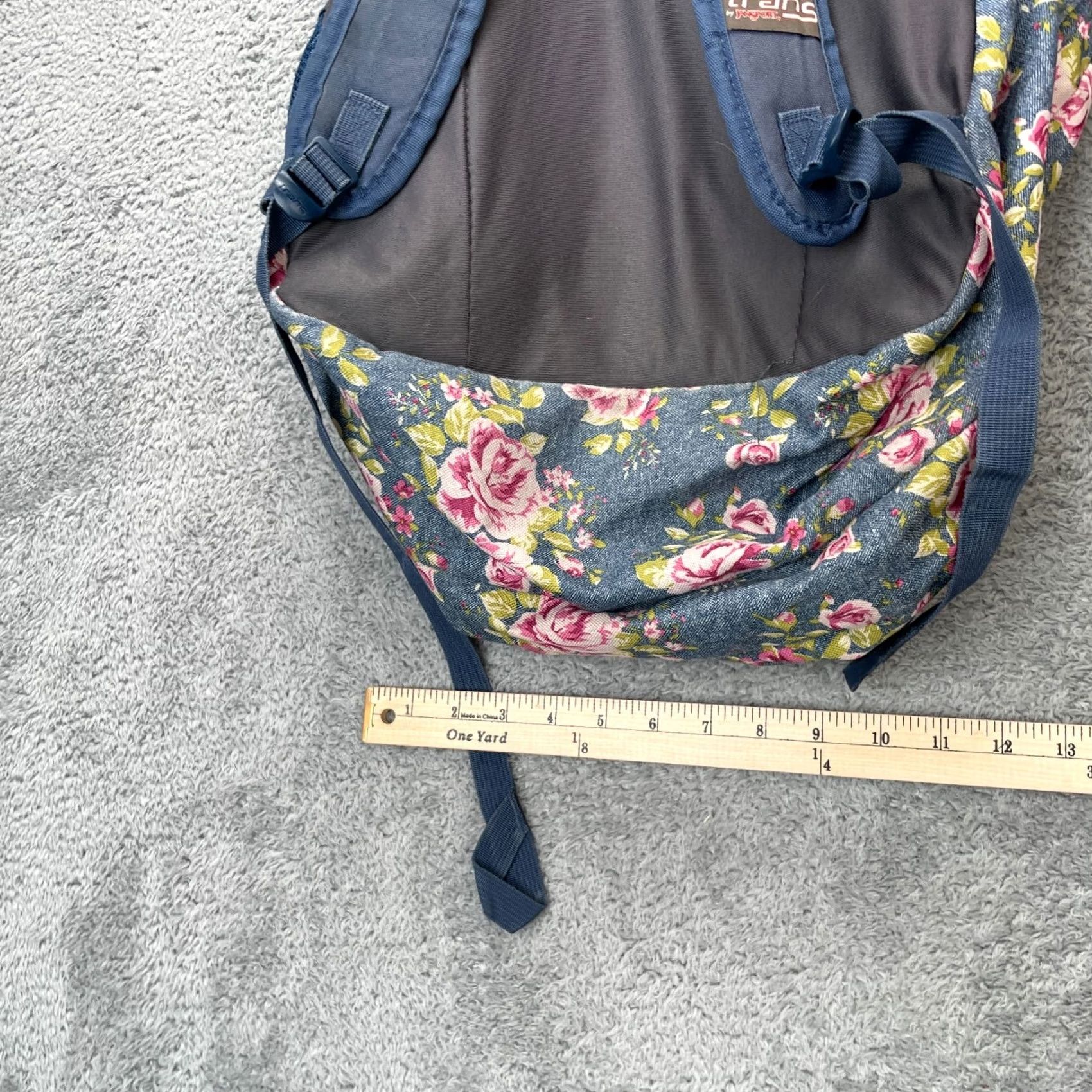 Jansport Jansport Backpack Womens Blue Floral School Adjustable Strap Canvas Zip Bag Size ONE SIZE - 5 Thumbnail