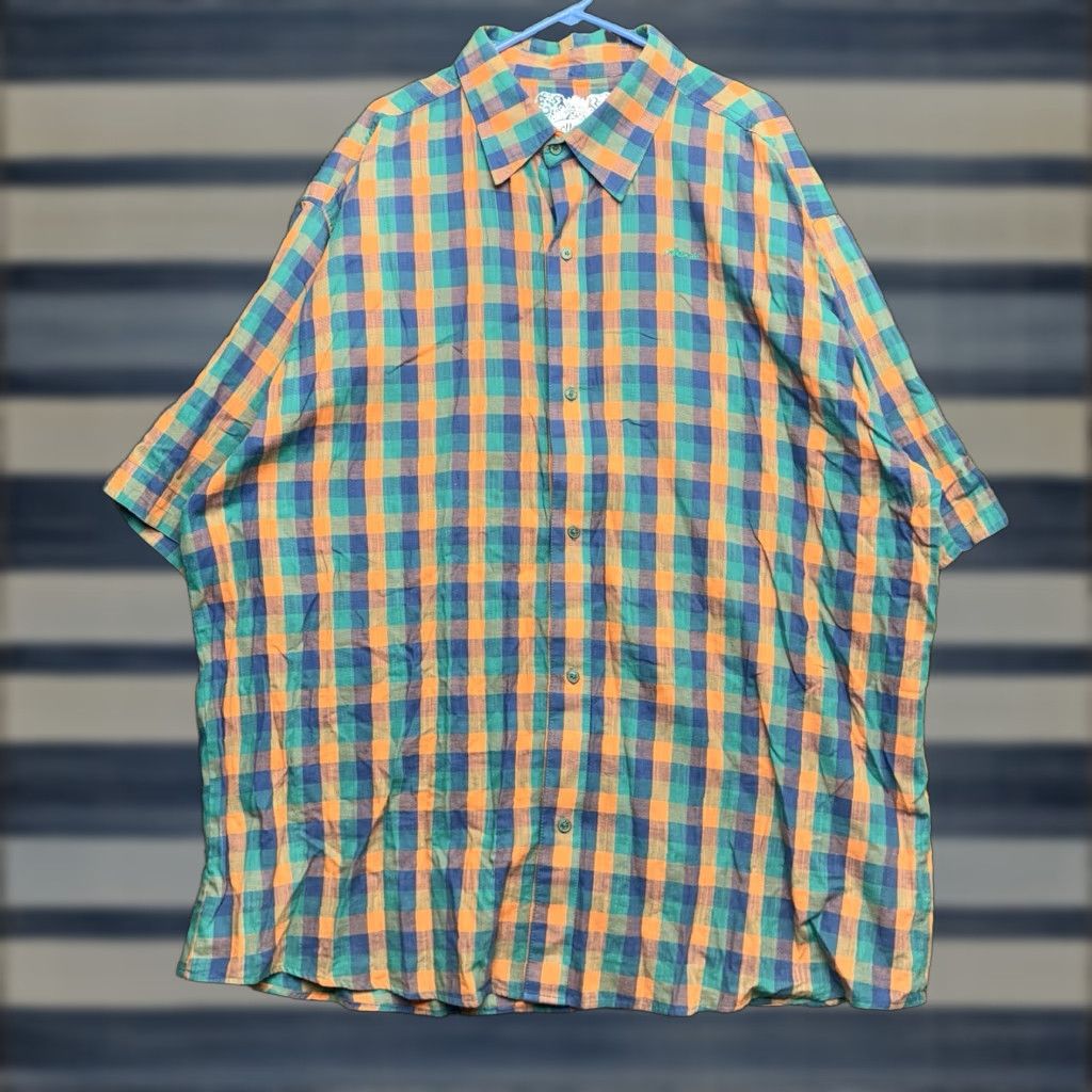 Pelle Pelle Pelle Pelle Shirt Mens 4XL Loose Fit Short Sleeve Plaid Linen Blend Casual y2k Size US XXL / EU 58 / 5 - 1 Thumbnail