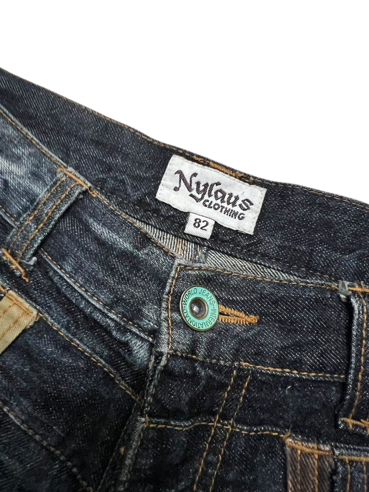 Japanese Brand 💥Double Waist💥Nylaus Clothing Distressed Clawmark Jean Size US 31 - 10 Thumbnail