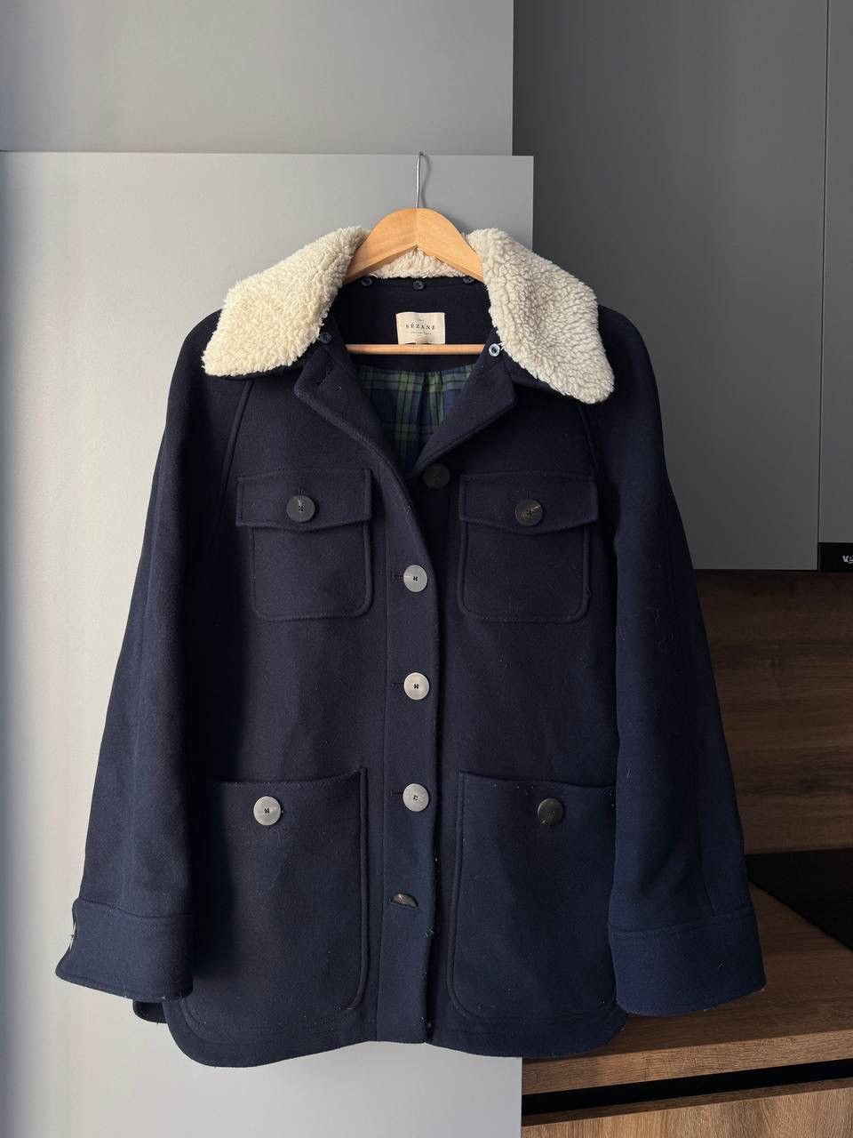 Sezane Sezane Leo Coat wool short in mint Blue SZ36 bust 46in over Size S / US 4 / IT 40 - 1 Thumbnail