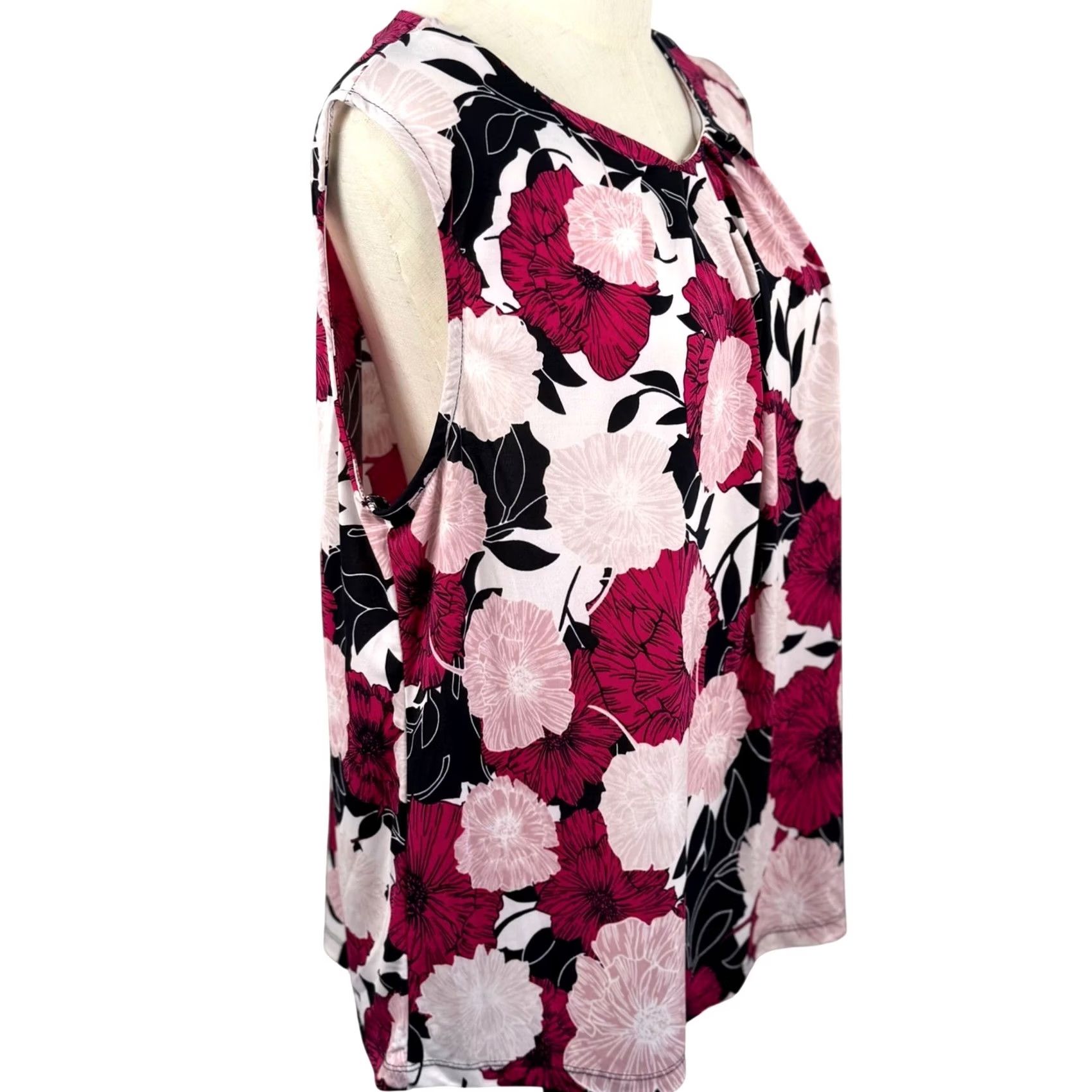 Jones New York VINTAGE Jones New York XL Pull Over Sleeveless Top Floral Pleated Shell 90s Art to Wear Size XL / US 12-14 / IT 48-50 - 4 Thumbnail