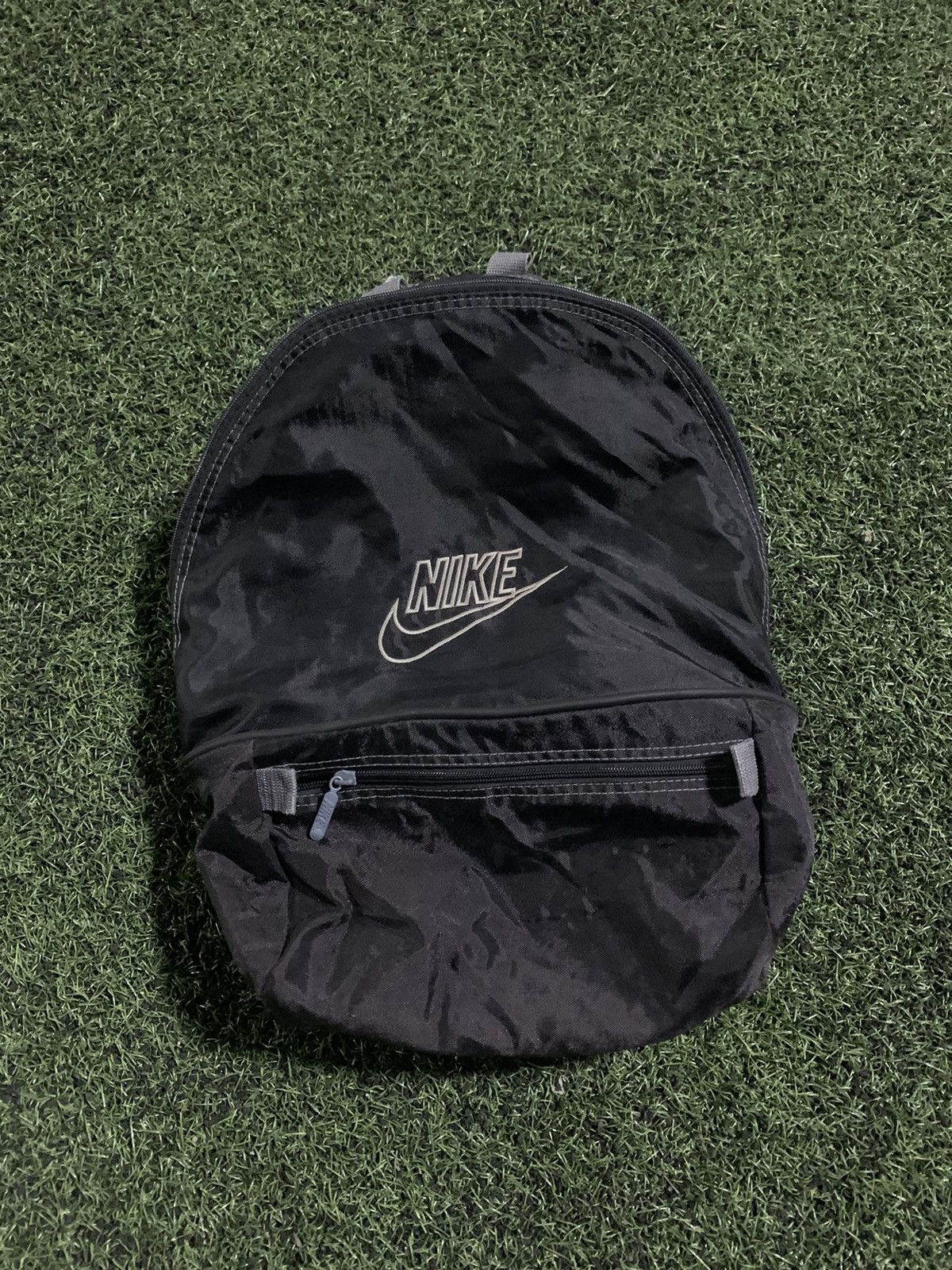 Pre-owned Nike X Vintage Nike Streetwear Swoosh Bag Y2k Drill In Black