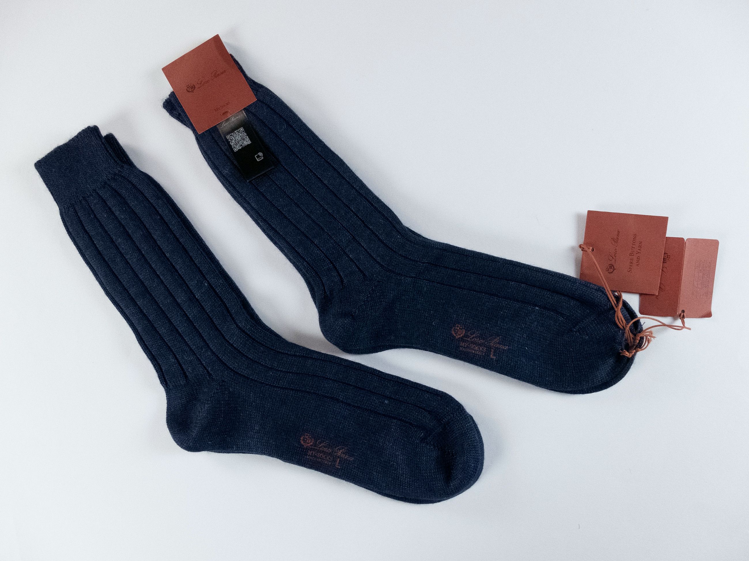 Loro Piana 2 pairs LORO PIANA navy blue silk cashmere socks Large q Size ONE SIZE - 1 Thumbnail